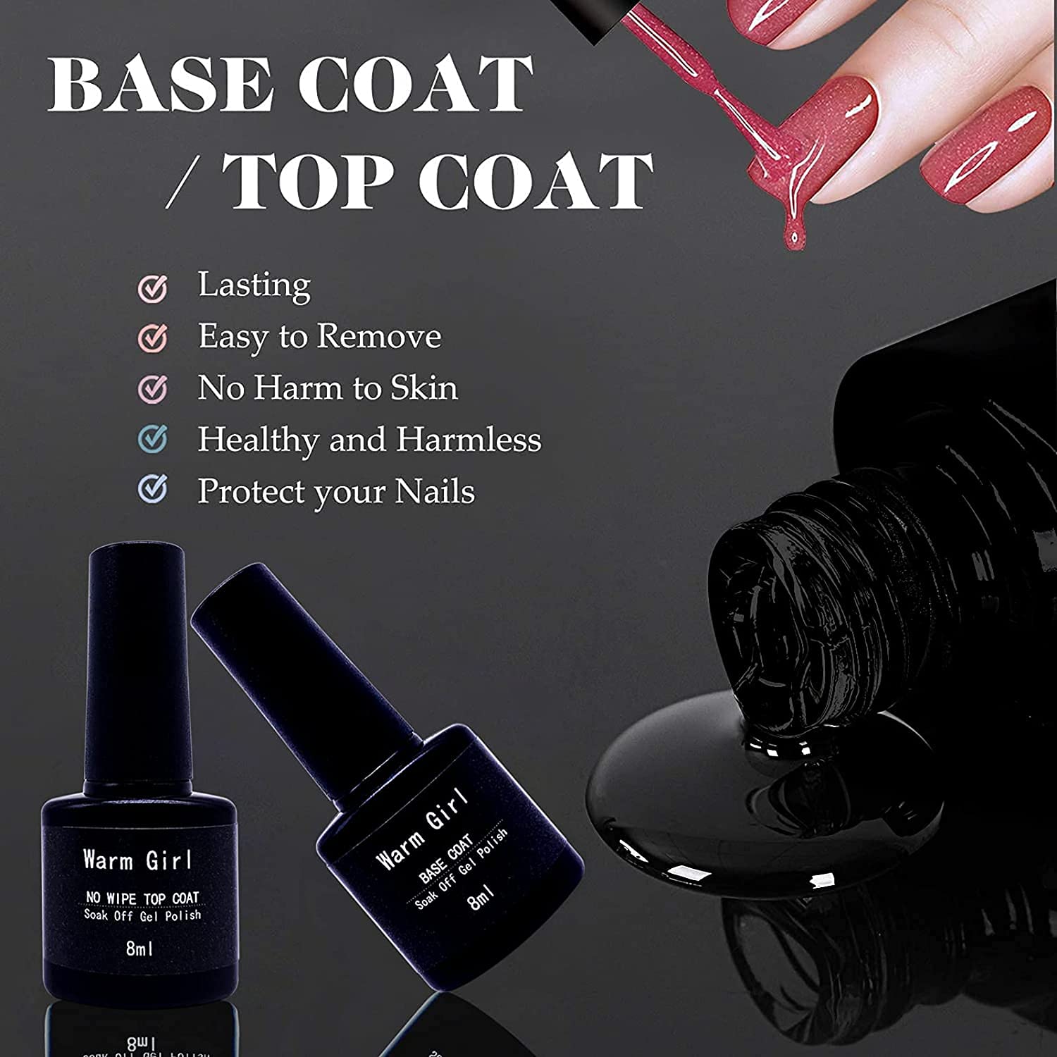 24Pcs Soak Off Gel Nail Polish Set - Nude Pink Blue White Colors with Glossy & Matte Top Coat, Base Coat - DIY Salon Quality Manicure Starter Kit for Home, Party & Special Occasions
