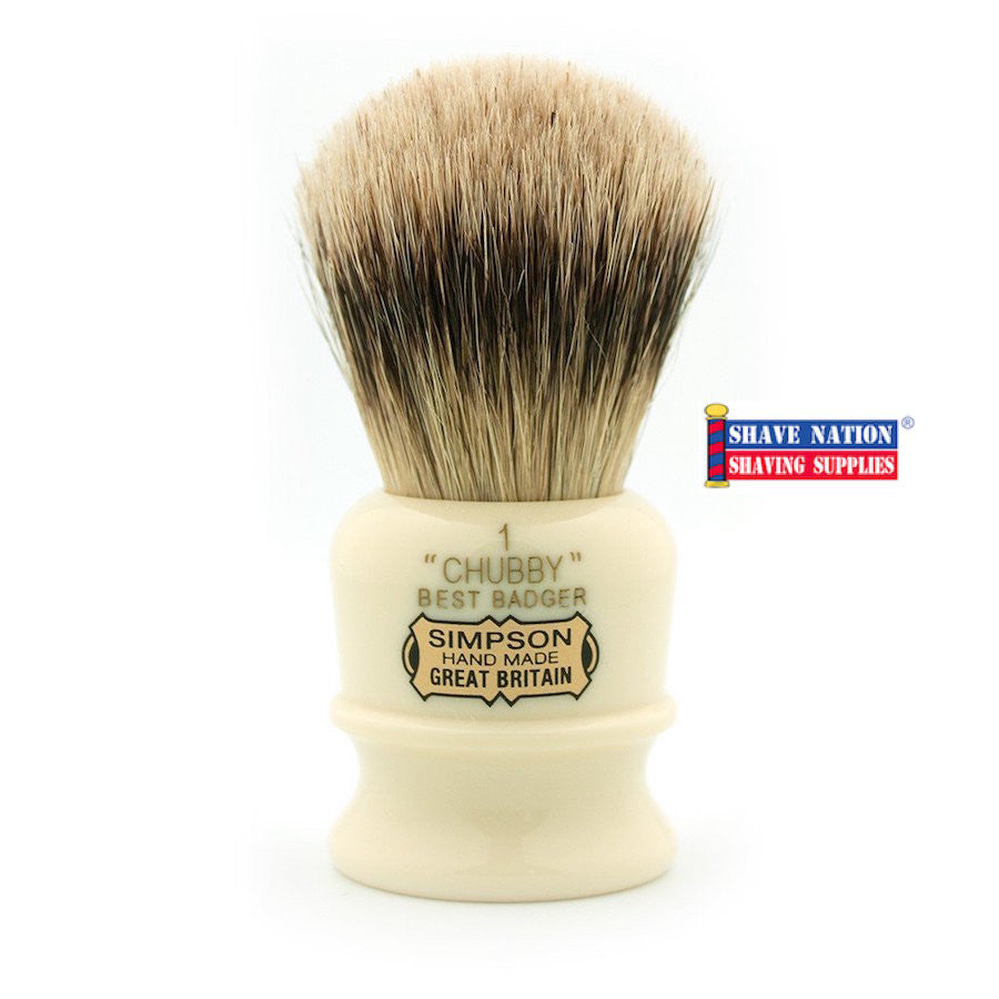 Simpsons Chubby 1 Best Badger Hair Shaving Brush - Luxury Wet Shaving for Men, Perfect Gift for Grooming & Travel