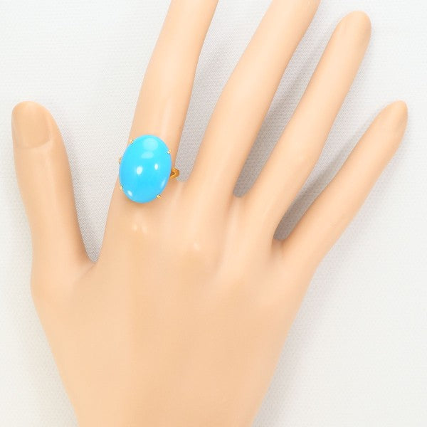 18K Yellow Gold Turquoise Ring for Women – Handmade Genuine Turquoise Jewelry, Dainty Boho Stacking Ring, Perfect for Gifts, Weddings & Everyday Wear