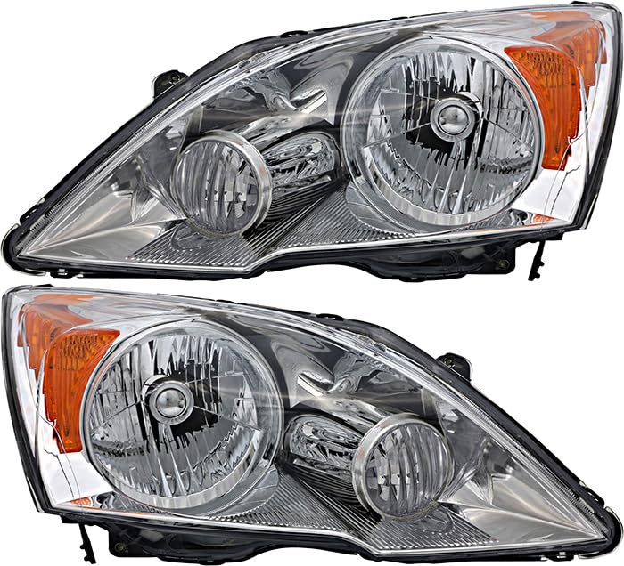 Honda CRV Headlights Replacement Set for 2007-2011 Models - Halogen Left & Right Lamps - Perfect for Night Driving & Foggy Conditions