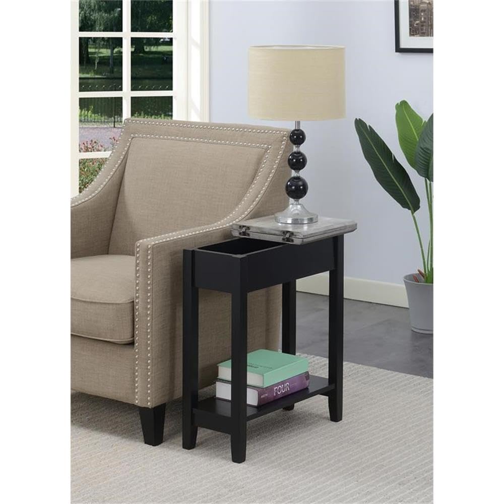 Premium Black Wood Finish End Tables - Set of 2 for Living Room, Bedroom & Office - Modern Home Square Furniture for Small Spaces & Decor