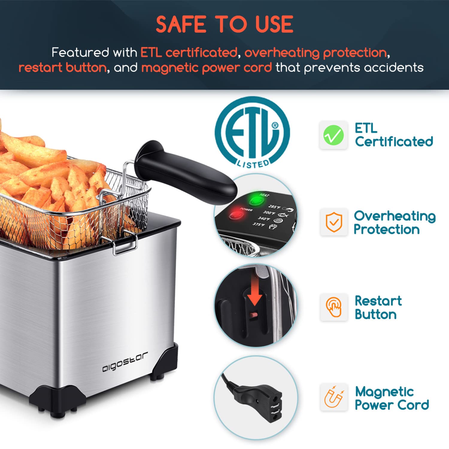 **Aigostar 3-in-1 Electric Deep Fryer, Sandwich Maker & Waffle Iron with Removable Non-Stick Plates – Perfect for Home Cooking, Panini Press, Grilled Cheese & Crispy Fries**    *(Ideal for Breakfast, Snacks, and Family Gatherings – Quick & Easy Meals!)*