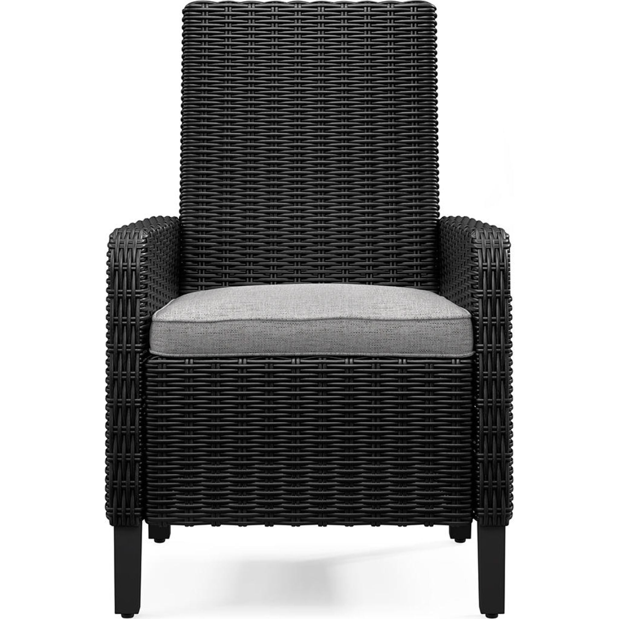 Beachcroft Outdoor Arm Chair with Cushion (Set of 2) - Waterproof Patio Furniture, Black/Light Gray - Perfect for Poolside, Garden, Deck & Backyard Relaxation