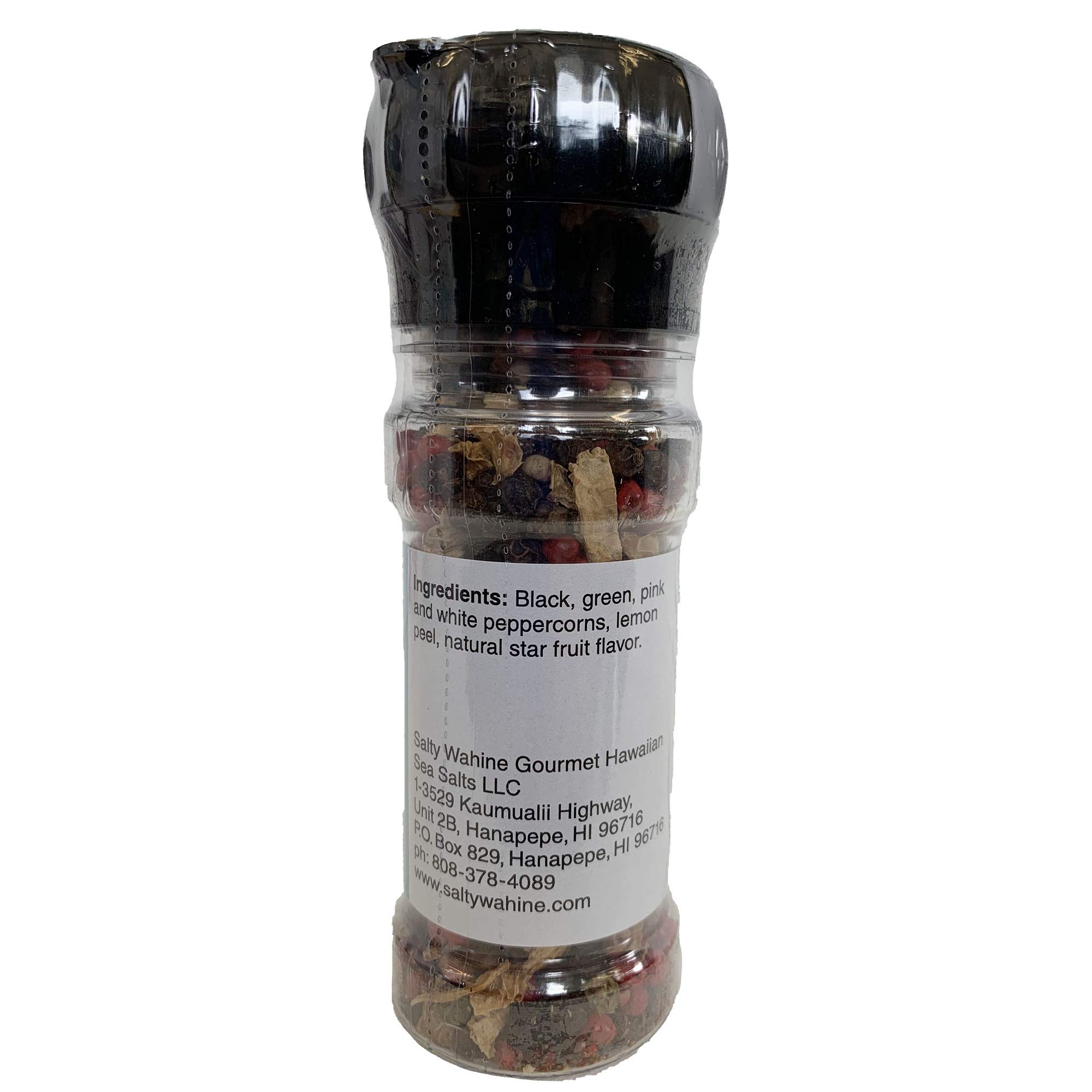 Premium Hawaiian Sea Salts - Salty Wahine Gourmet Blend with Star Fruit & Lemon Pepper - Refillable Grinder for Cooking, Seasoning & Gourmet Dishes