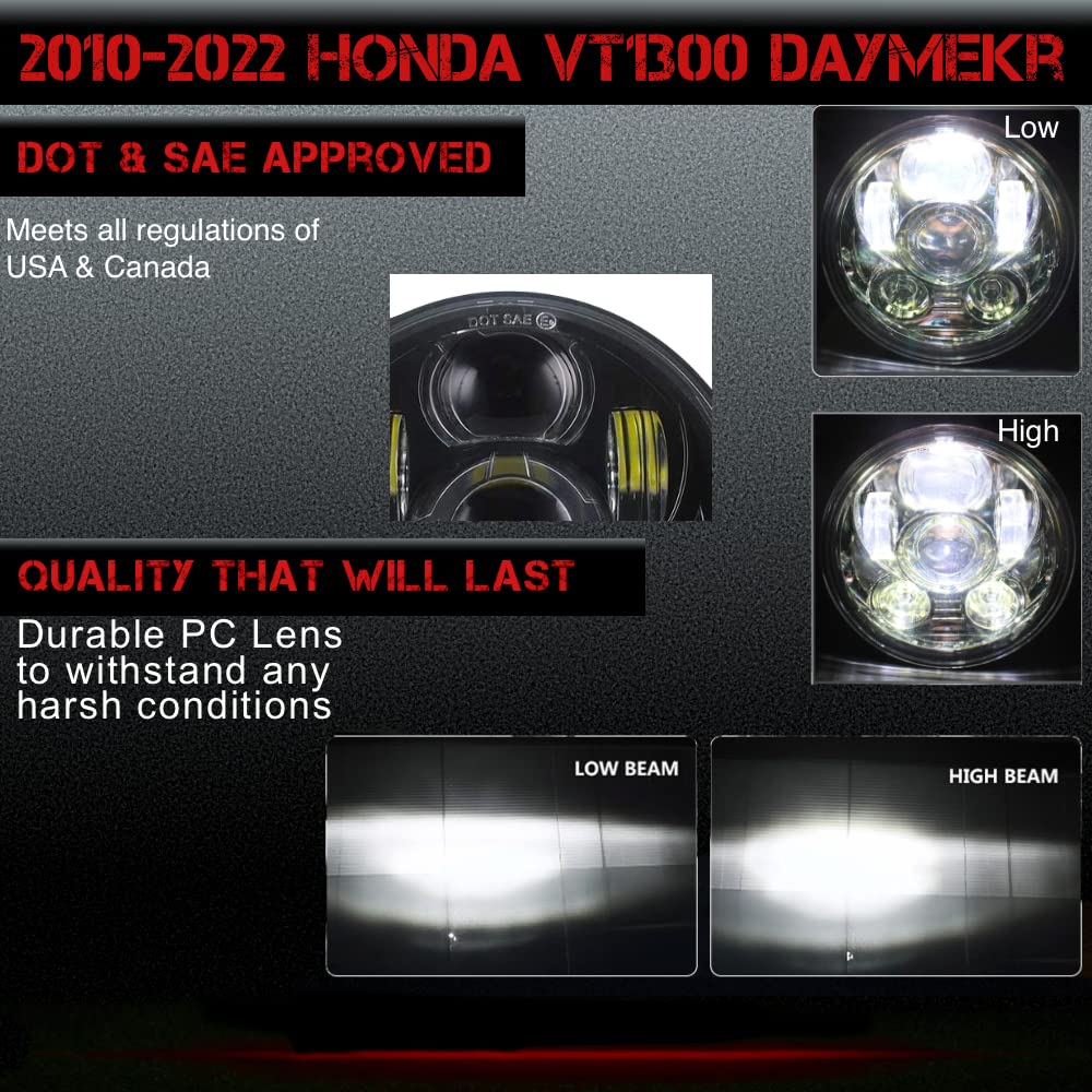 SLK-Lights VT1300 Fury LED Daymaker Black Headlight 5 3/4
