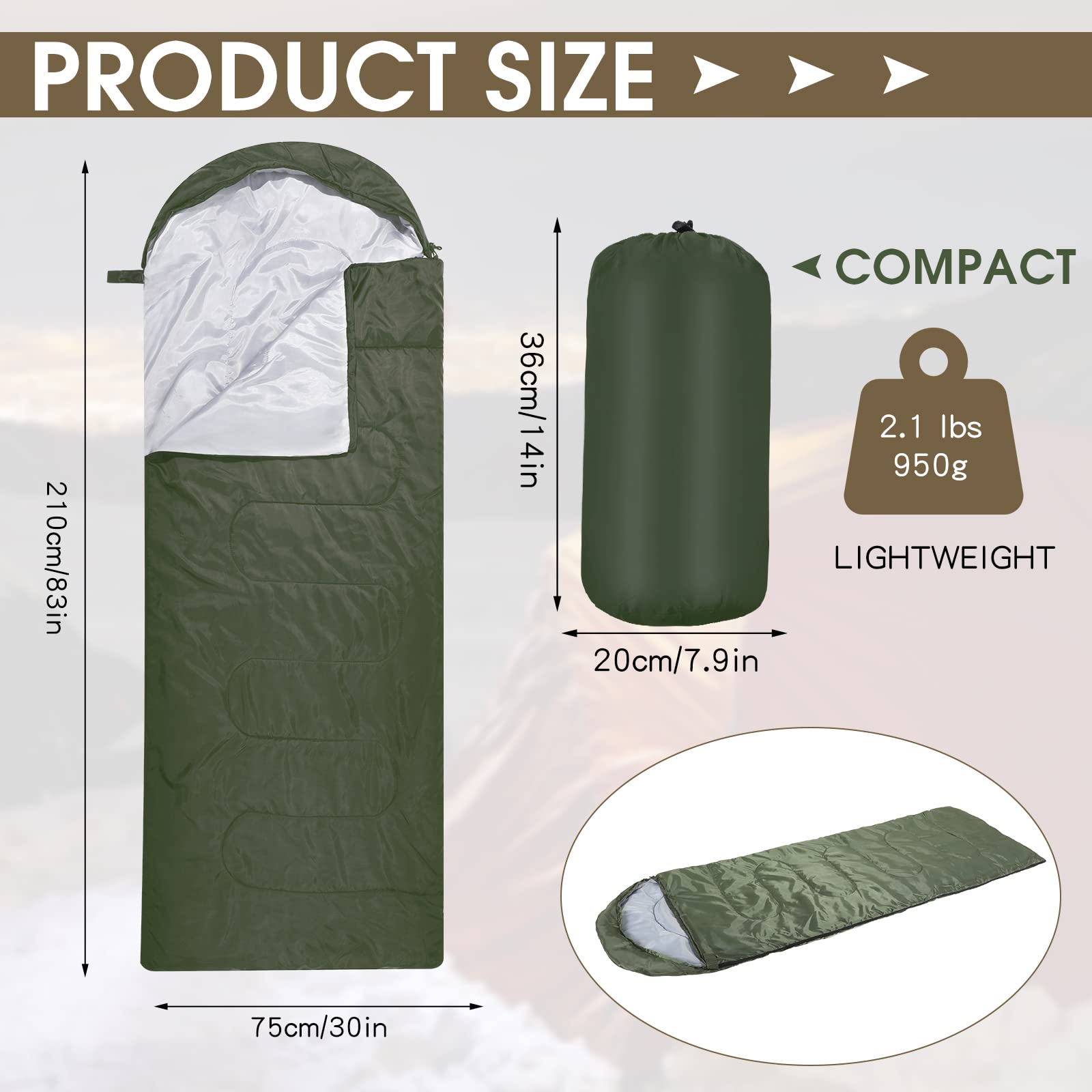 10 Pack 0°F Cold Weather Sleeping Bags for Adults - 4 Season Waterproof Lightweight Camping Sleeping Bags with Compression Sack - Perfect for Backpacking, Hiking, Travel and Emergency Preparedness