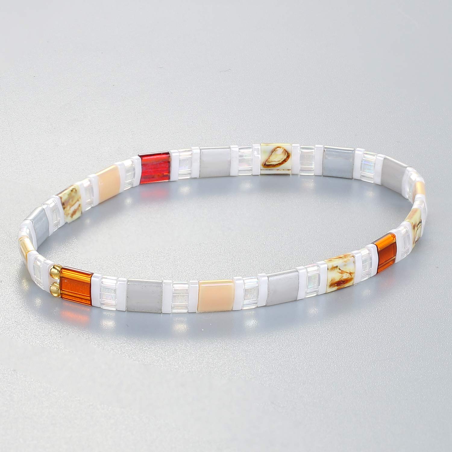 KELITCH Women's Flexible Stretch Bracelets - Handmade Boho Beaded Bracelet with Tila Miyuki Beads for Yoga, Meditation & Festival Fashion Accessories (1 Count)