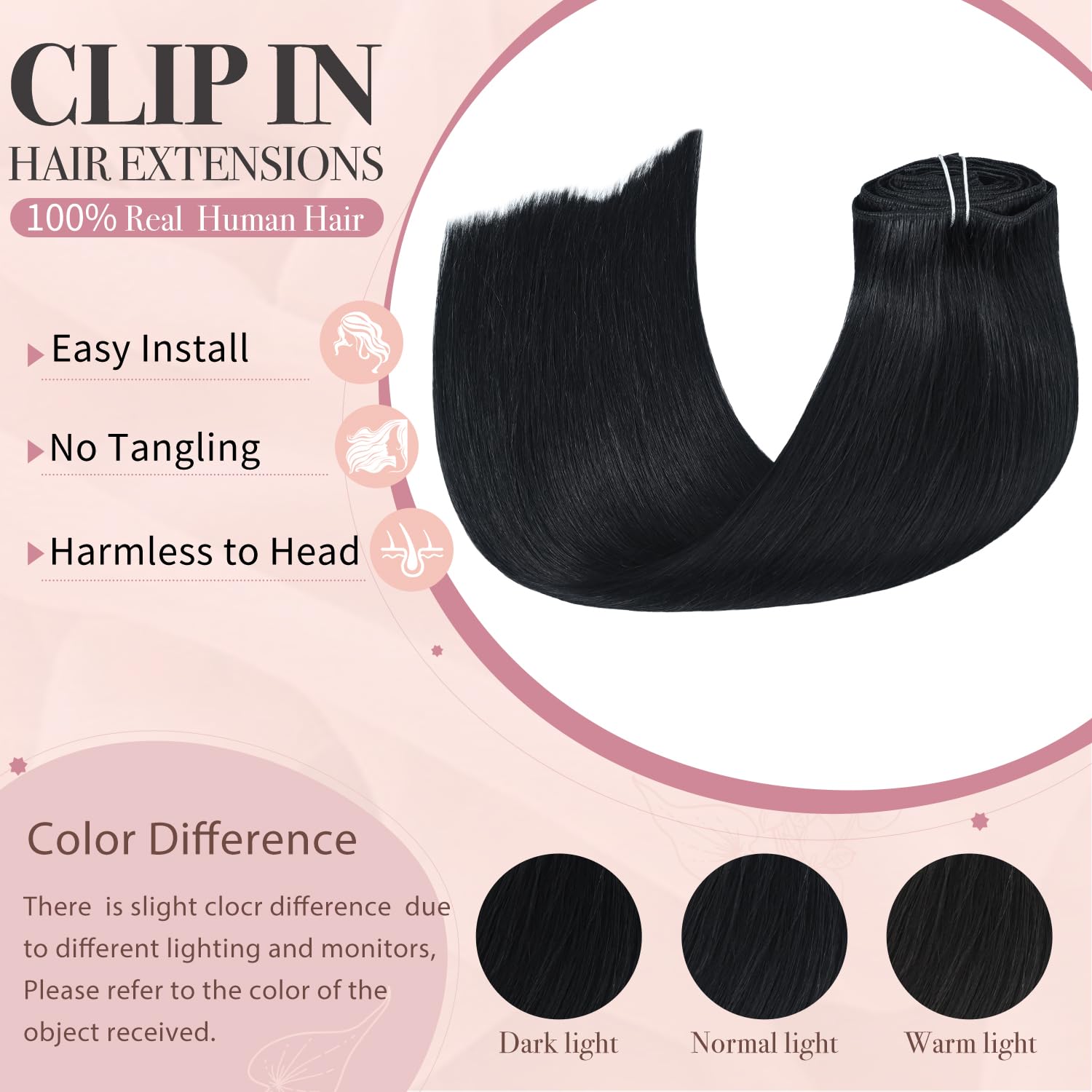 HUAYI 16 Inch Clip in Hair Extensions - 100% Real Human Hair, 120g, #1 Jet Black - 7 Piece Full Head Set for Volume & Length - Perfect for Daily Wear, Parties & Special Occasions