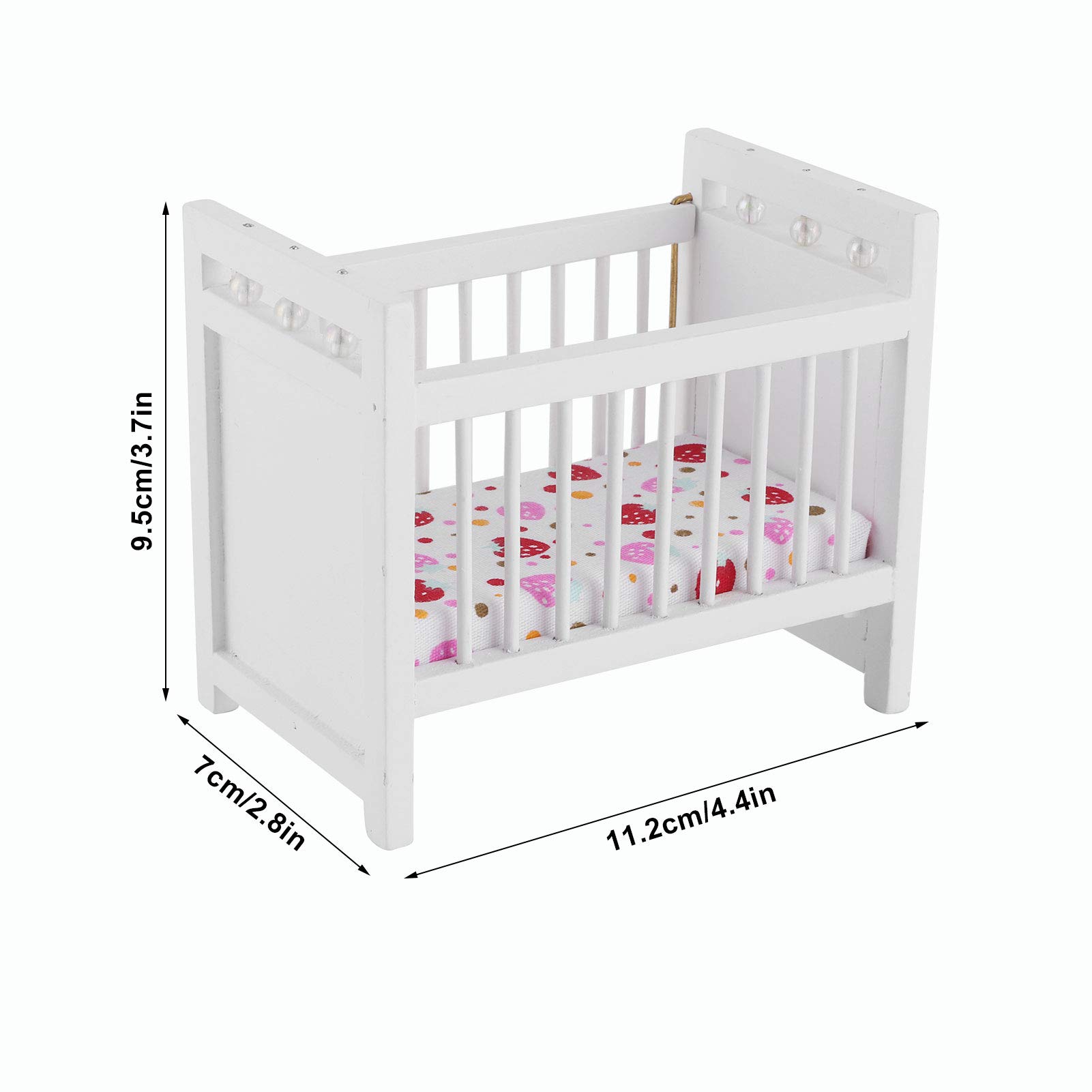 Wooden Baby Doll Bed - Miniature Crib for Dollhouse, Perfect for Pretend Play & Kids' Bedroom Decor | Ideal for 18