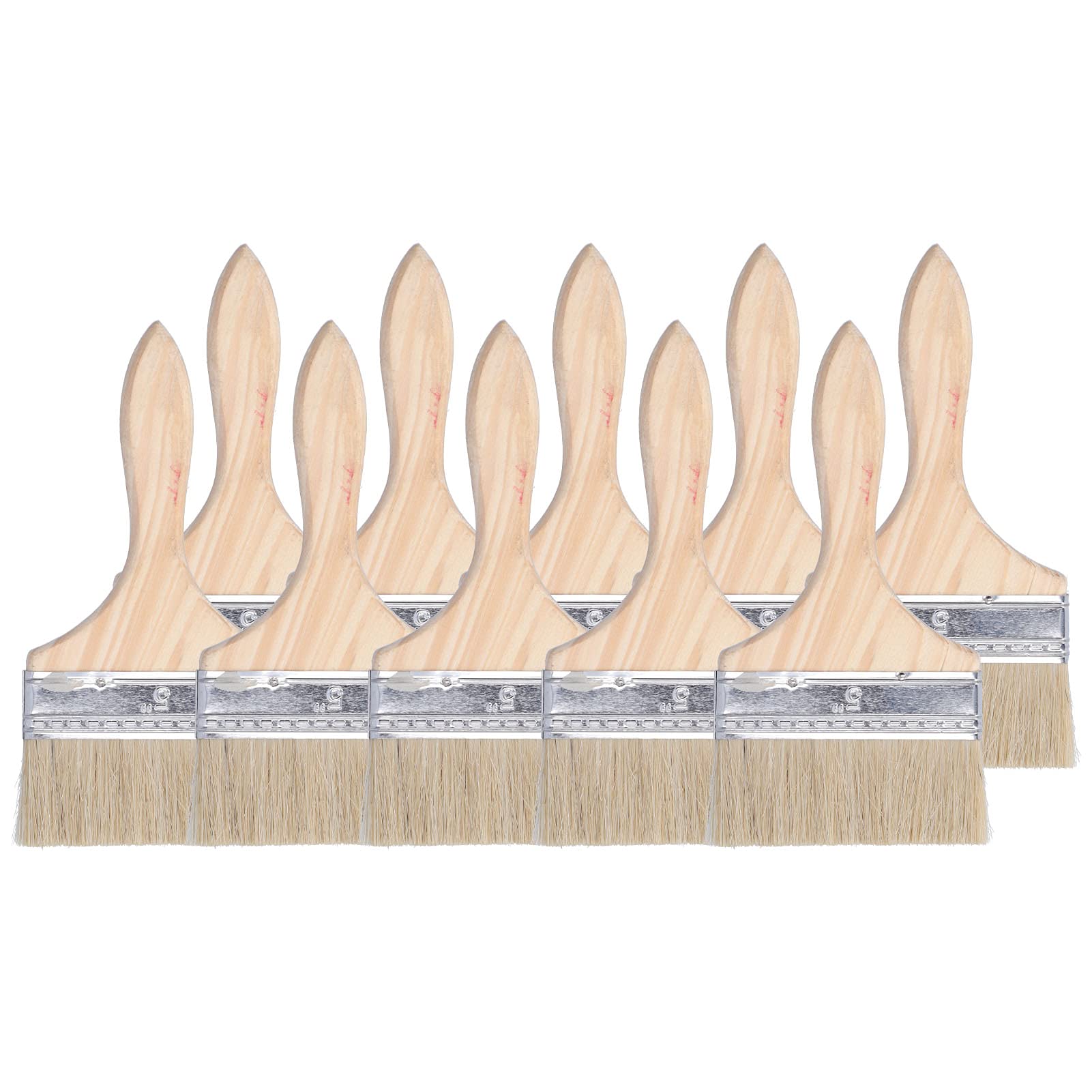10-Piece Professional Paint Brush Set with Wooden Handles - Ideal for Wall Painting, Barbecue Basting, and Crevice Cleaning - Perfect for Artists, DIY Home Projects, and Kitchen Use