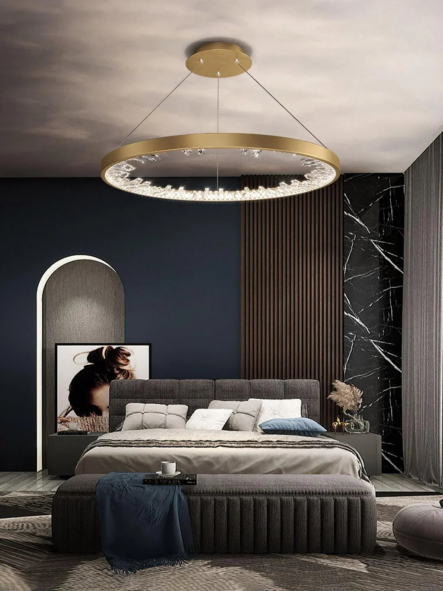 Luxury Crystal Chandelier - Elegant Round Ceiling Light Fixture for Dining Room, Living Room, Bedroom & Foyer | Modern Home Decor Lighting