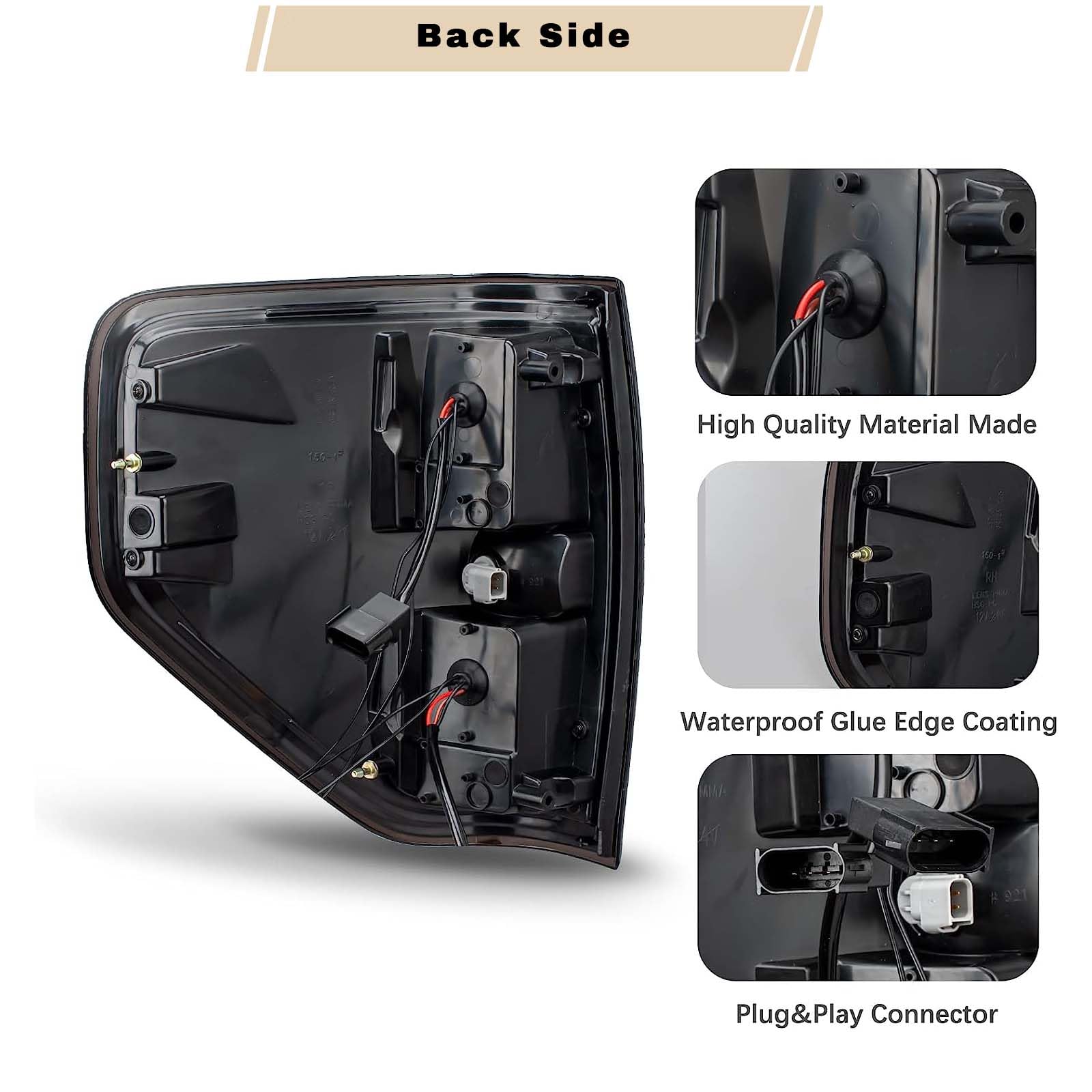 YUFANYA LED Tail Lights for 2009-2014 Ford F150 - Smoked Black Full LED Brake Reverse Lights Assembly (Driver & Passenger Side) - Upgrade Your Truck's Style & Safety for Night Driving & Off-Road Adventures