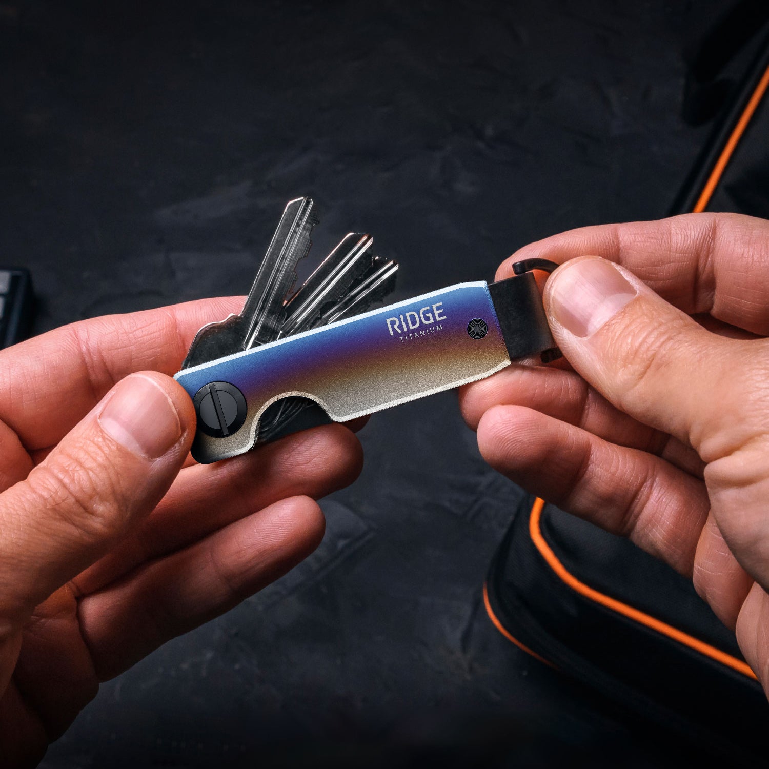 Ridge KeyCase Burnt Titanium - Premium Key Holder for Men & Women - Slim RFID Blocking Wallet - Perfect for Travel, Work & Everyday Carry