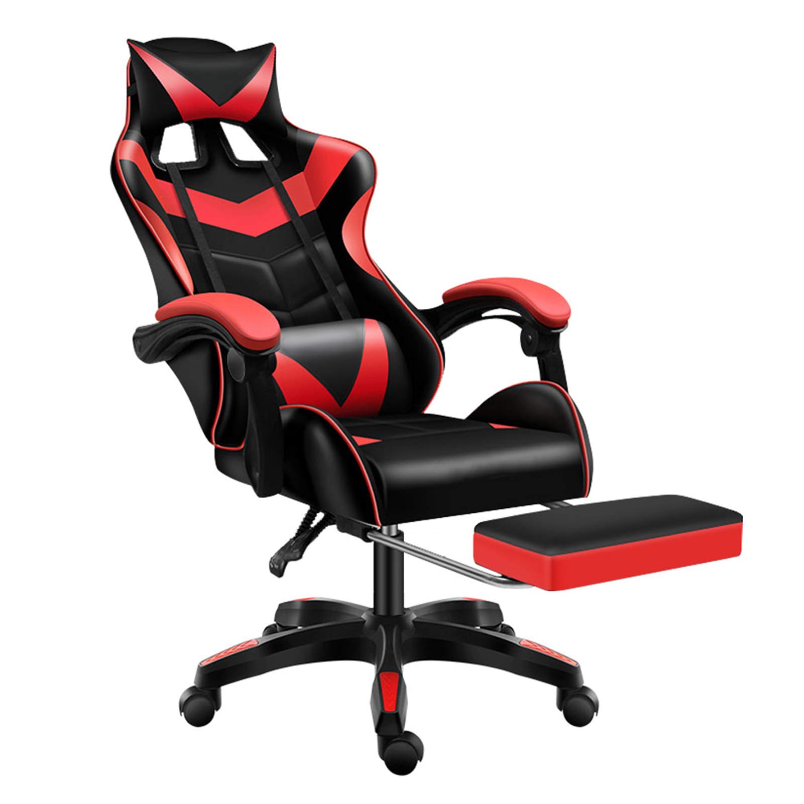 Sibosen Ergonomic Gaming Chair - Reclining Racing Office Chair with Adjustable Headrest & Lumbar Support for Adults & Teens - Perfect for PC Gaming, Home Office & Workstation (Red)