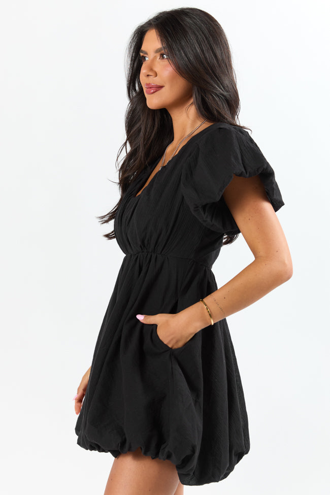 Almost Daylight Black Bubble Hem Mini Dress - Stylish & Trendy Women's Party Dress for Night Out, Date Night & Special Occasions