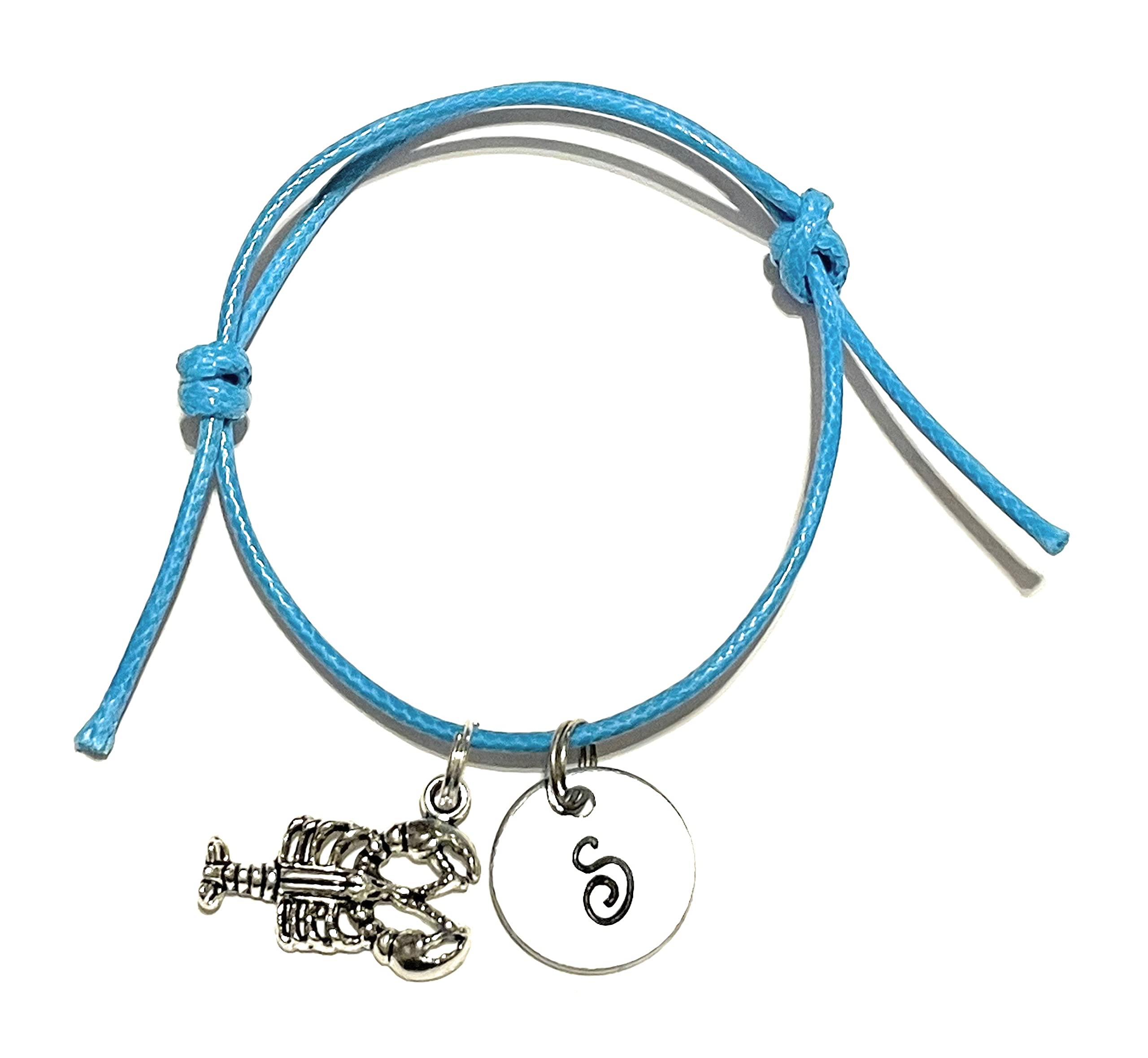 Personalized Initial Lobster Bracelet for Women & Girls - Adjustable Handmade Cord Bracelet - Perfect for Birthdays, Gifts & Everyday Wear