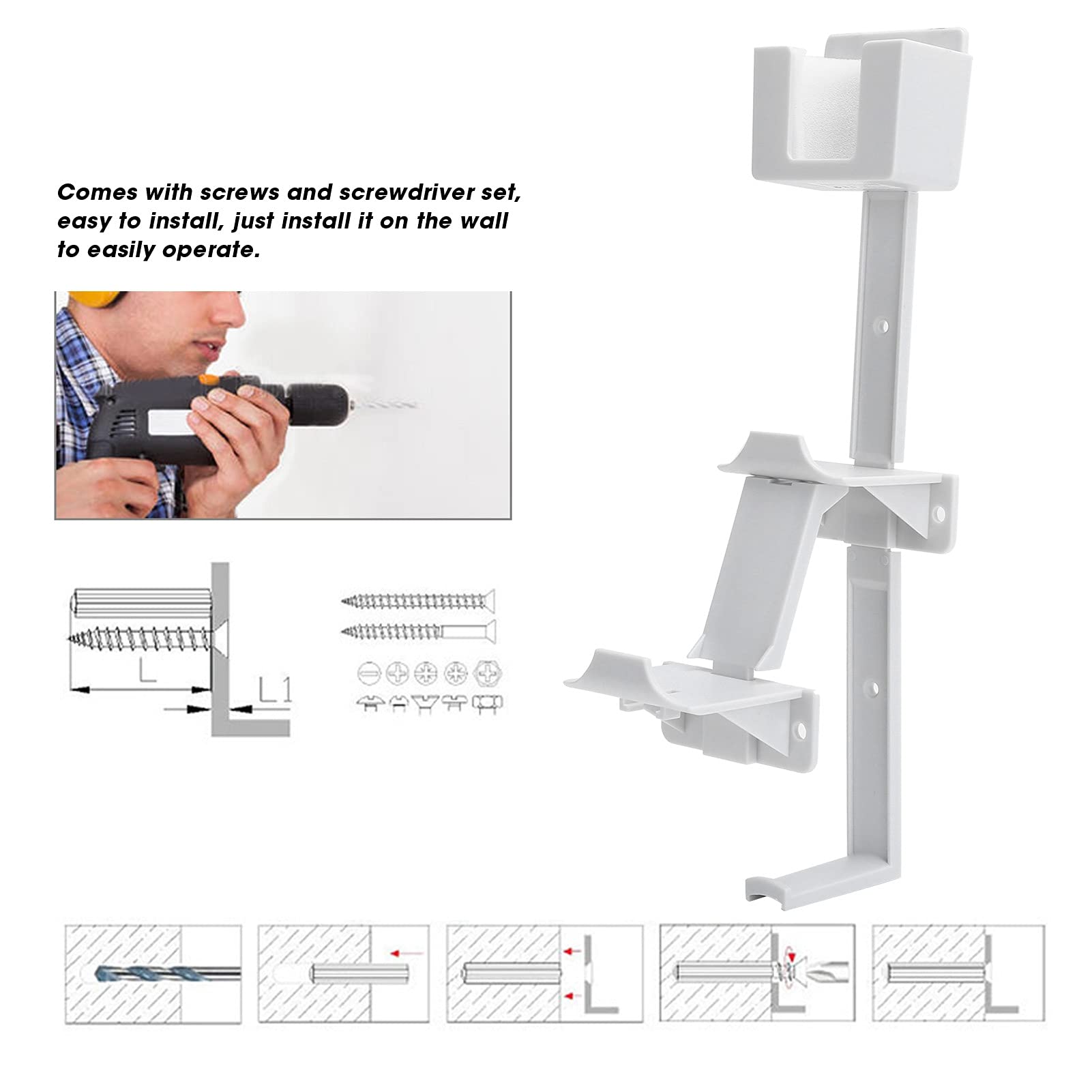Dual Game Controller & Headphone Stand Wall Mount Holder for Xbox ONE, PS5, PS4, PS3, Nintendo Switch - Remote Control Organizer (White) | Perfect for Gaming Setup, Bedroom, and Living Room Organization