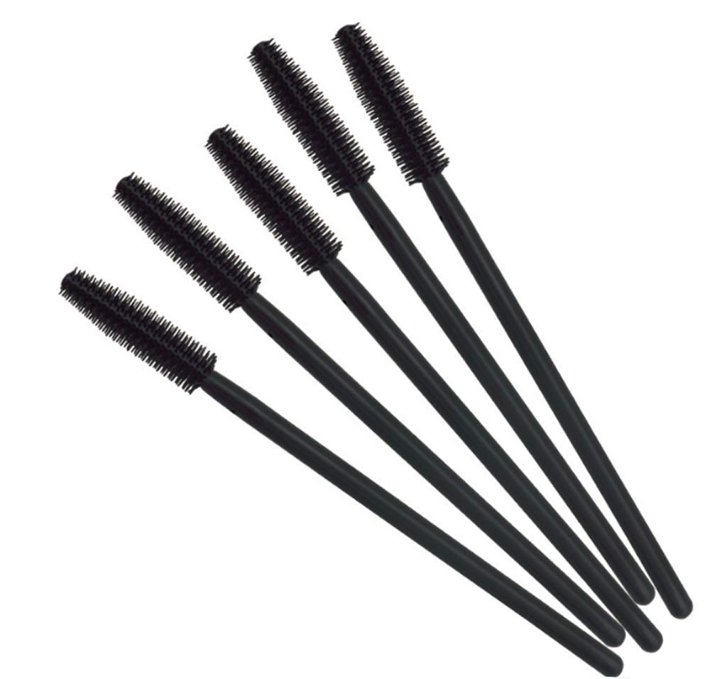 KOLIGHT 100pcs Disposable Mascara Brushes - Silicone Head Wands Applicator for Professional Makeup, False Eyelash Extension (Black) | Perfect for Salons, Home Use & Travel Makeup Kits