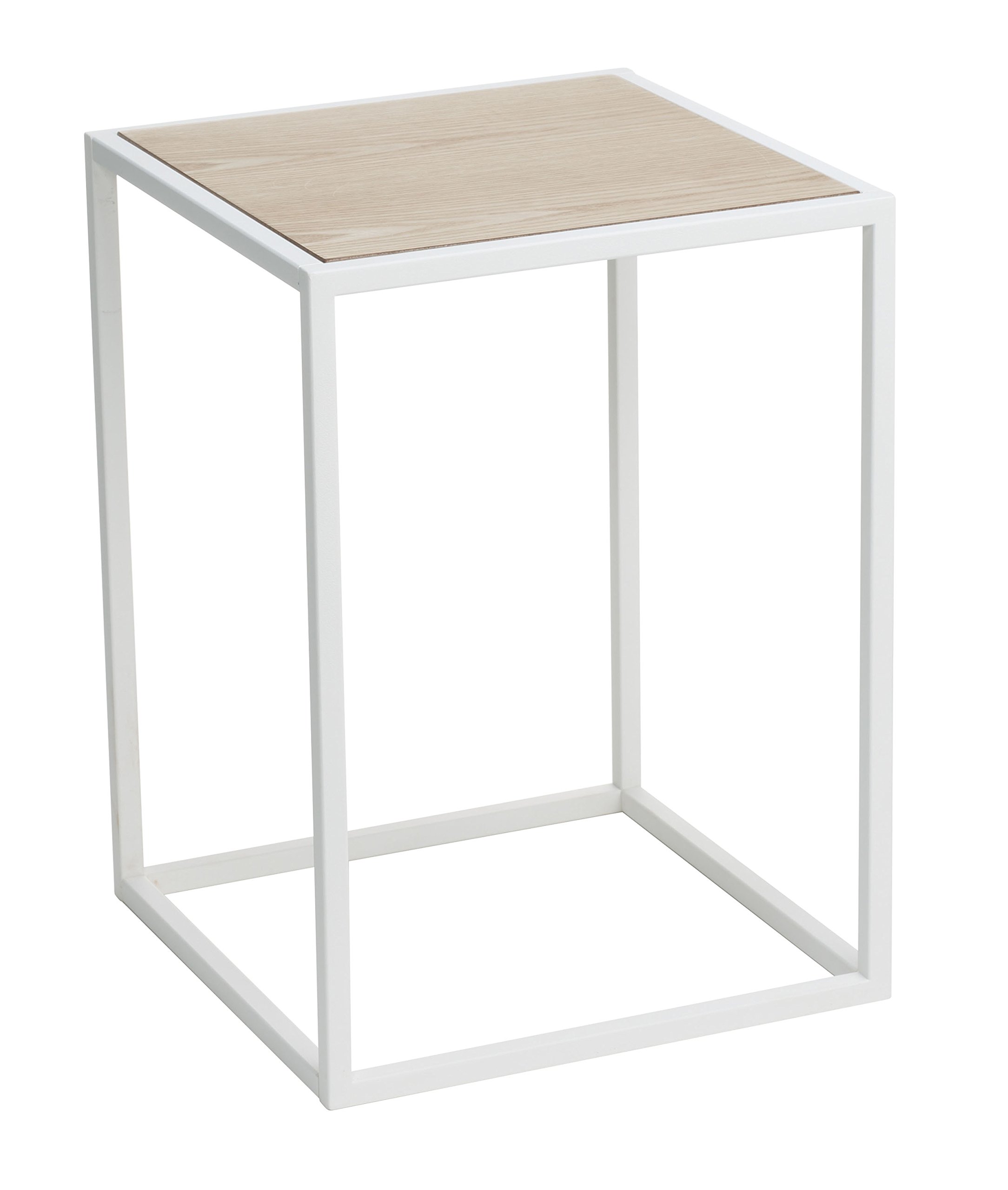 YAMAZAKI Home 3324 Tower Square Coffee Table - Space Saving Modern White End Table for Living Room, Bedroom, or Office - Compact & Stylish Design