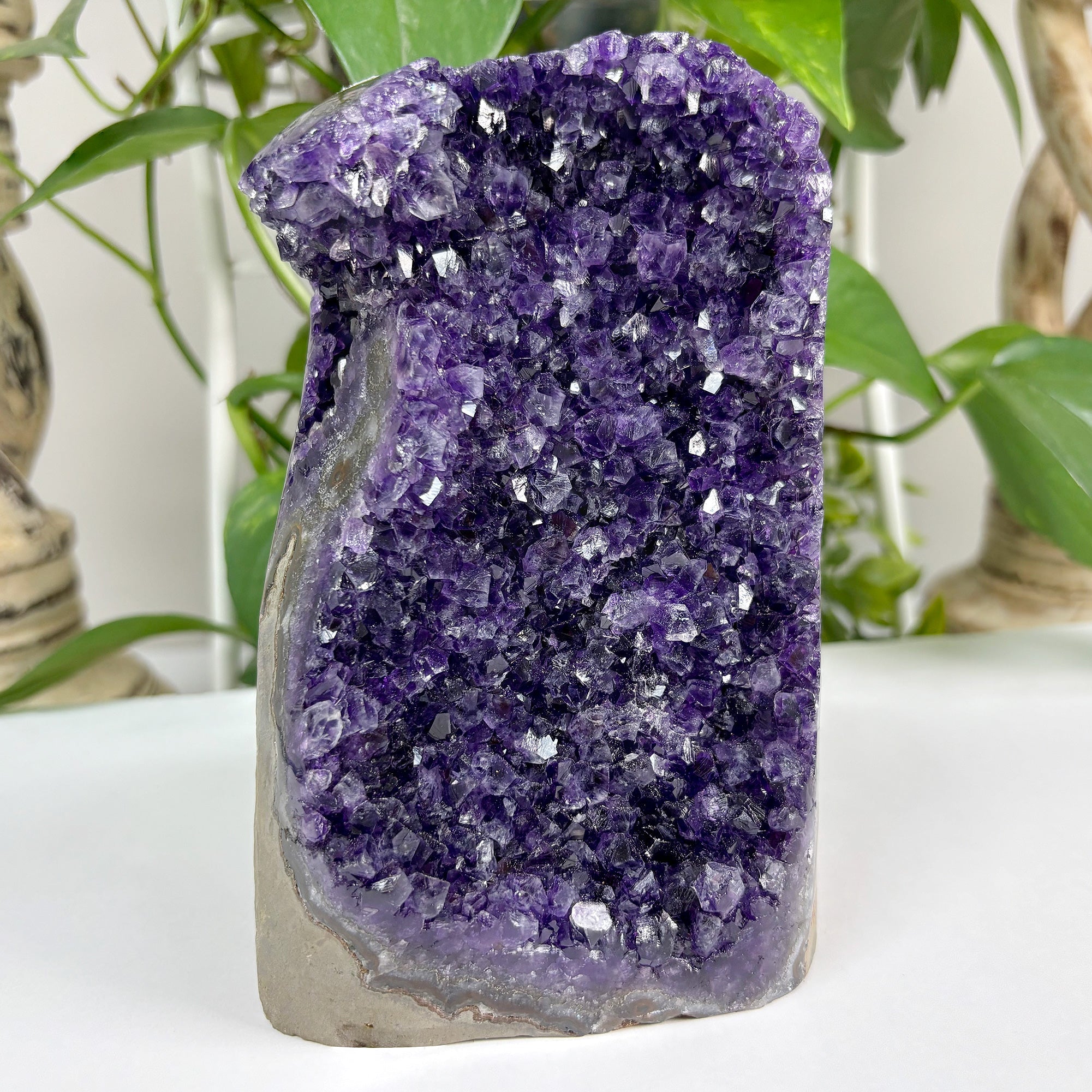 Natural Deep Purple Amethyst Geode Crystal Cluster - Healing Stone & Home Decor Display Piece (10-12