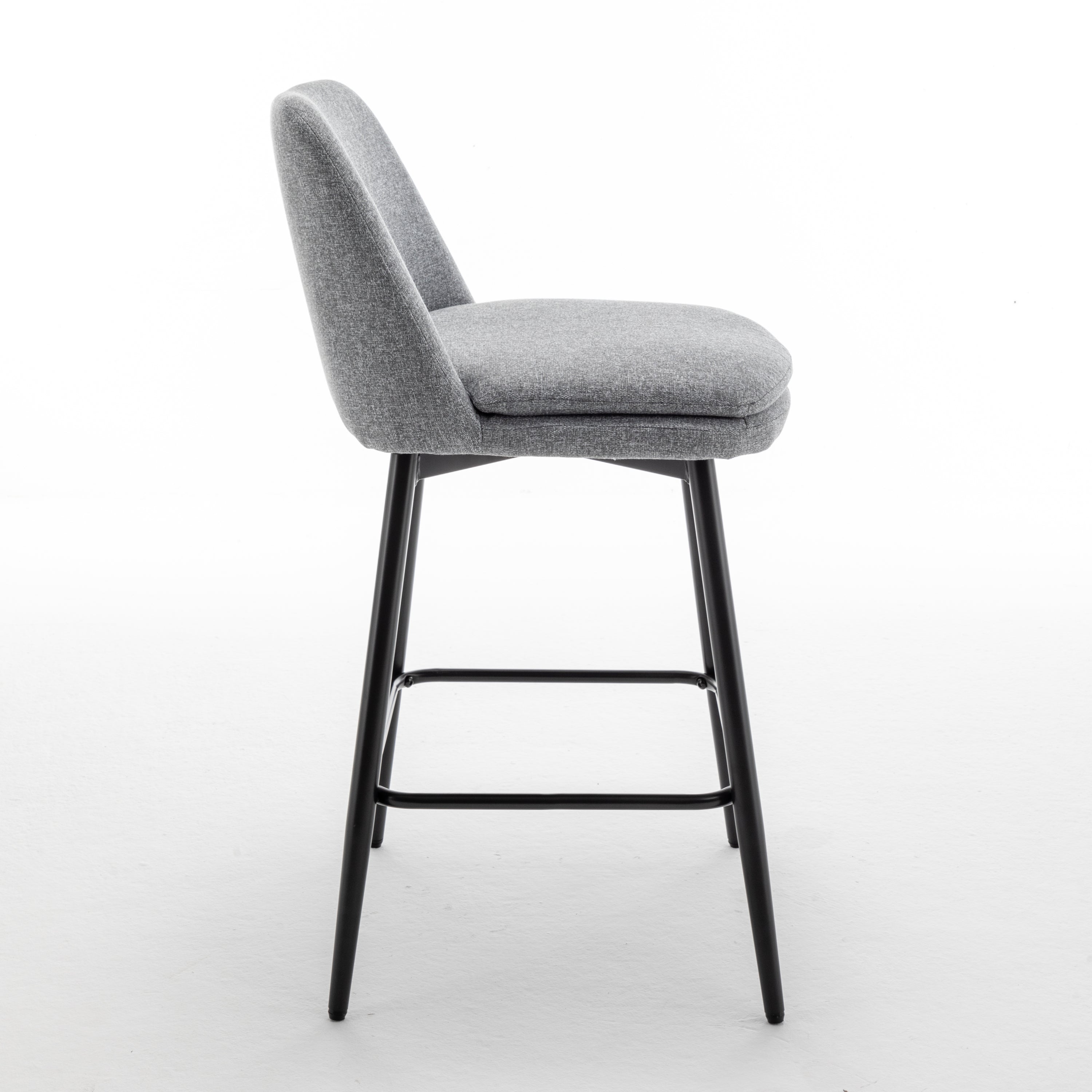 360° Swivel Counter Height Bar Stools Set of 2 - Upholstered with Back Support & Sturdy Metal Legs, 25.6
