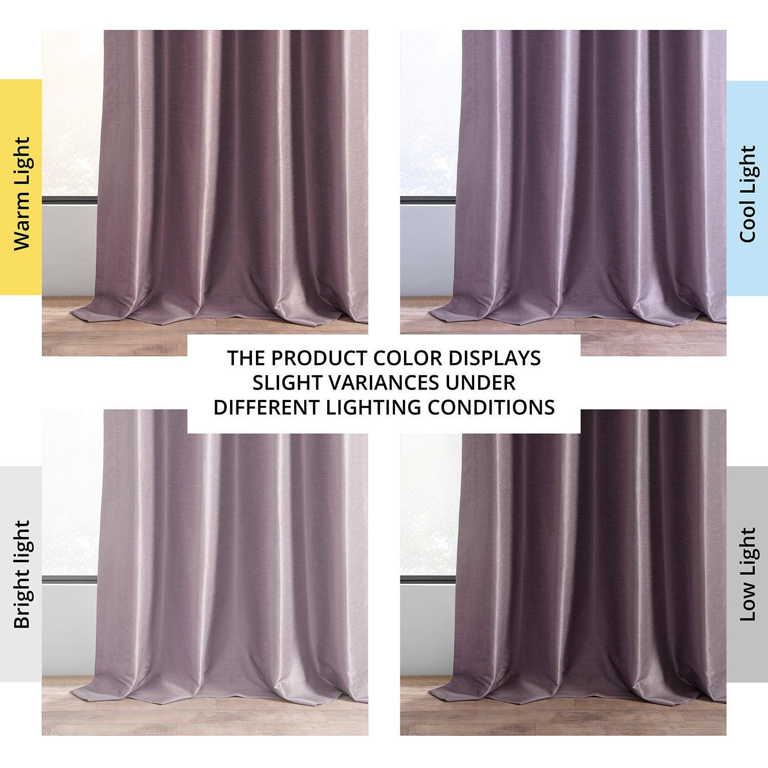 Smokey Plum Grommet Vintage Textured Faux Dupioni Silk Blackout Curtains - Thermal Insulated Window Drapes for Living Room & Bedroom