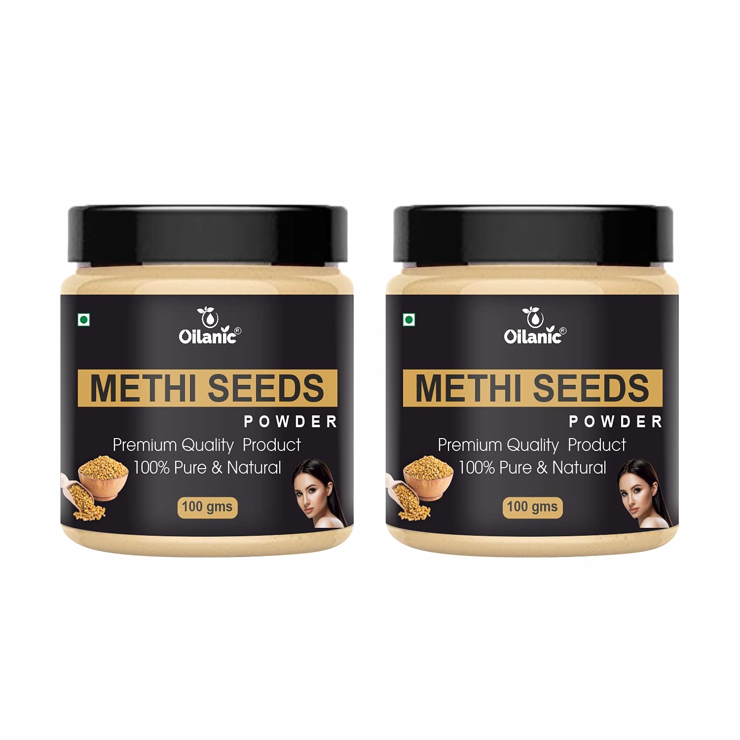 Oilanic 100% Pure Natural Fenugreek Seed Powder for Hair Growth & Skin Care - 2 Pack (200g Each) | Ayurvedic Herbal Supplement for Healthy Hair, Glowing Skin & Cooking Recipes