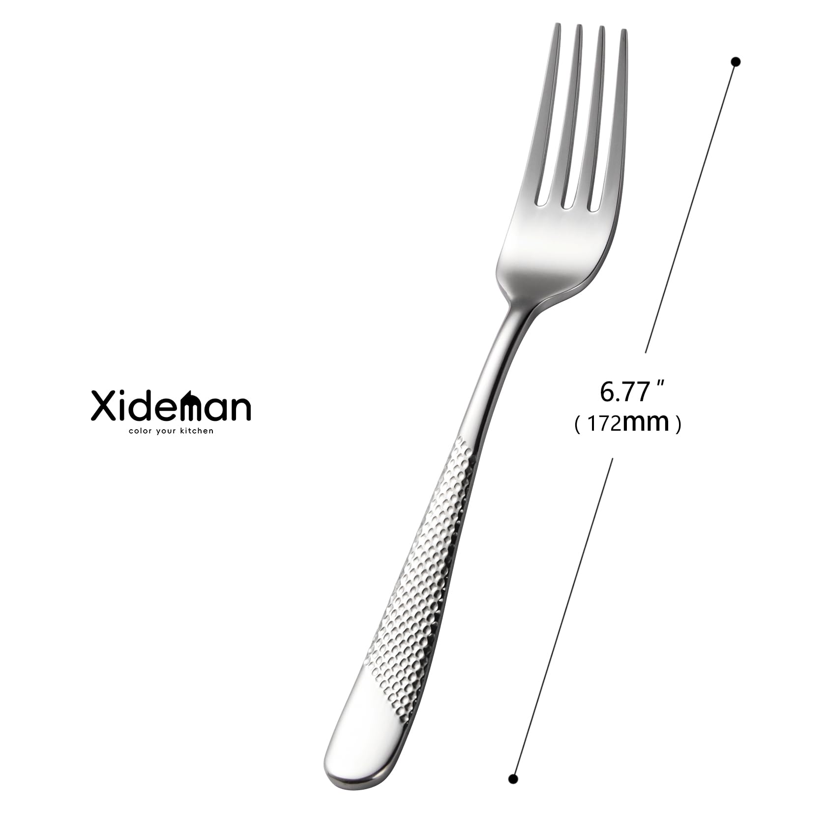 Xideman® 12-Piece Premium Hammered Salad Forks Set - 6.7 Inch 18/10 Stainless Steel Mirror Polished Dessert Forks - Dishwasher Safe Silverware for Home, Kitchen & Restaurant - Perfect for Dinner Parties, Catering & Fine Dining