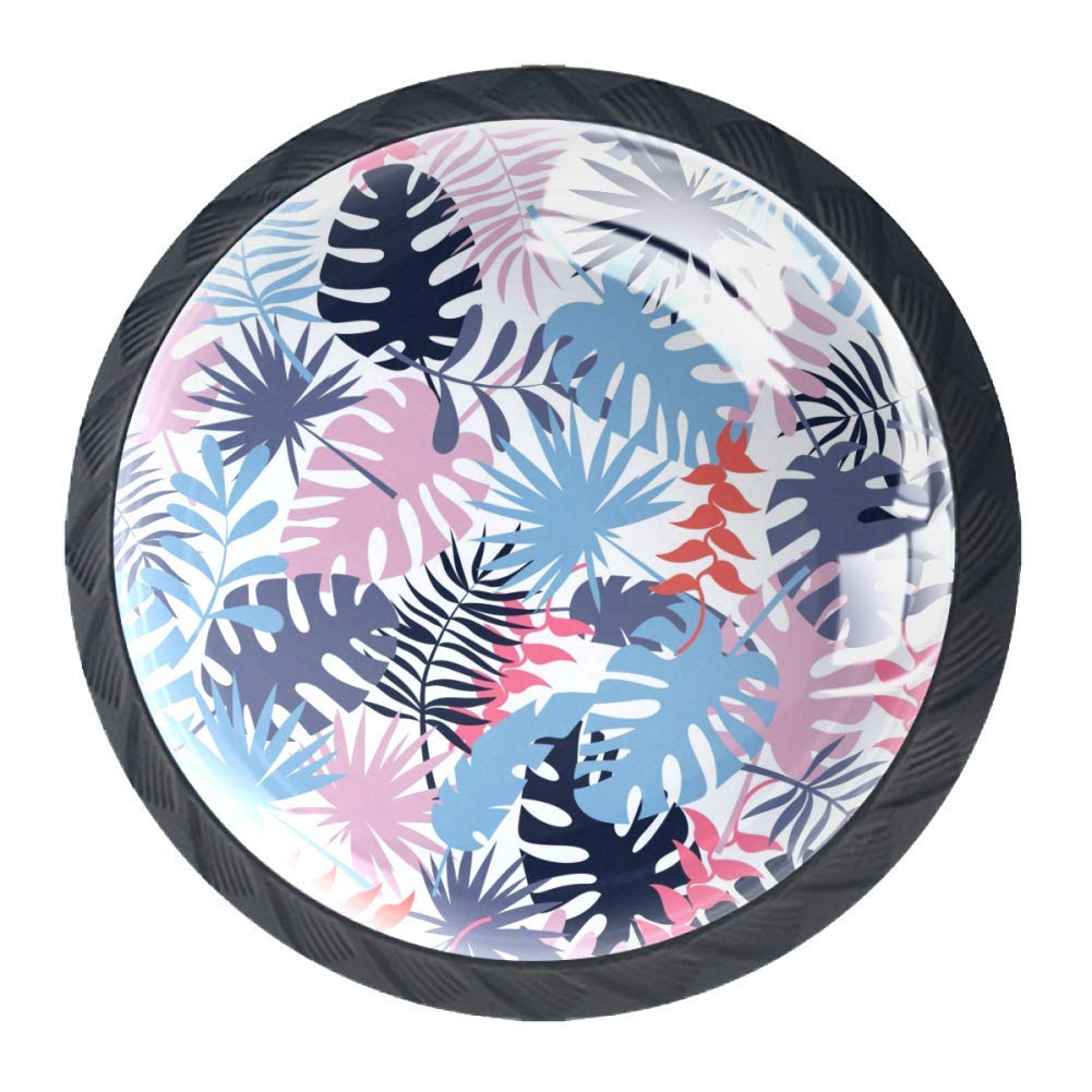 4 Pack Tropical Palm Leaves Cabinet Drawer Knobs - Vintage Furniture Handles & Drawer Pulls for Dresser, Wardrobe, Cupboard, Bookcase - Perfect for Beach House, Boho & Coastal Decor