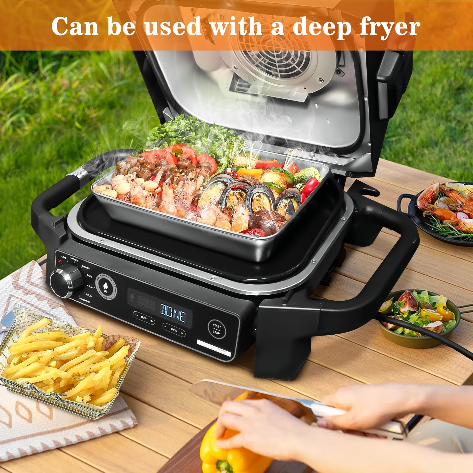 GRISUN Cast Iron Griddle Plate for Ninja Woodfire OG700 & OG701 Series - Outdoor Flat Top Grill Pan with Oil Hole - Perfect for Camping, Backyard BBQs, and Outdoor Cooking Accessories