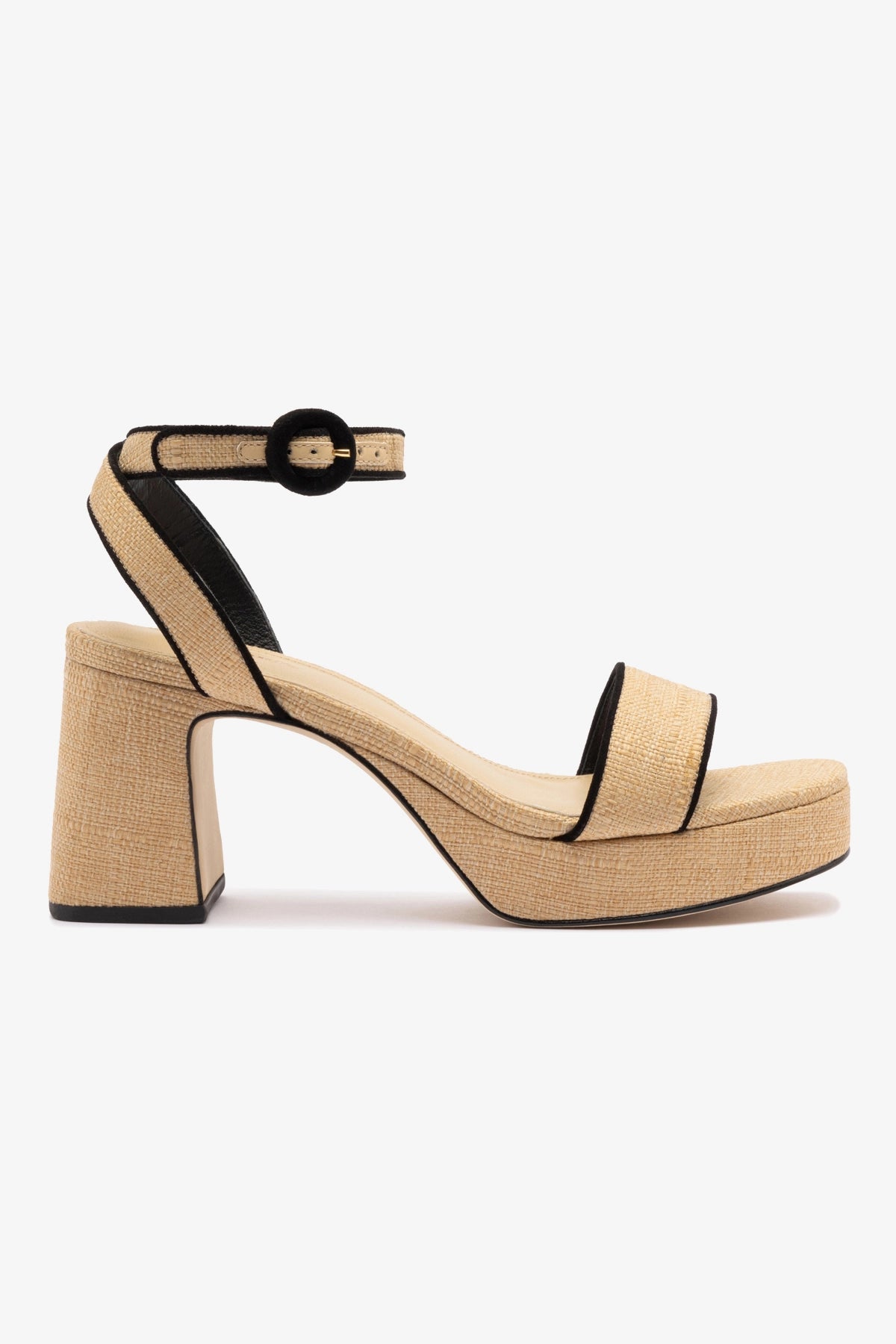 Beige Raffia Dolly Low Sandal with Black Trimming - Comfortable Summer Sandals for Women, Beach Walking, Casual Outfits and Vacation Wear