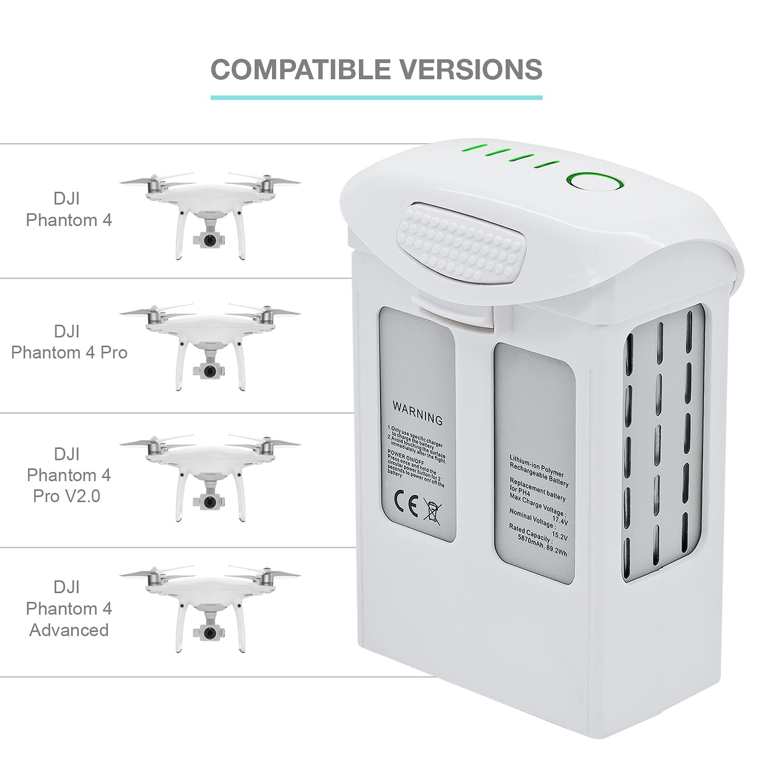 DJI Phantom 4 Series Drone Propellers & Batteries Combo - 2 Pairs 9455S Blades + 2 Pack 15.2V 5870mAh Intelligent Flight Batteries | High Performance Replacement Parts for Aerial Photography & Professional Drone Operations