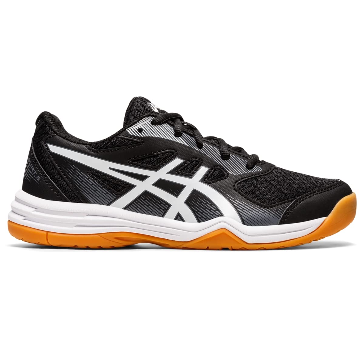 ASICS Upcourt 5 GS Kids Tennis Shoes - Black/White - Size 2 Little Kid - Lightweight & Durable for School, Sports & Daily Wear