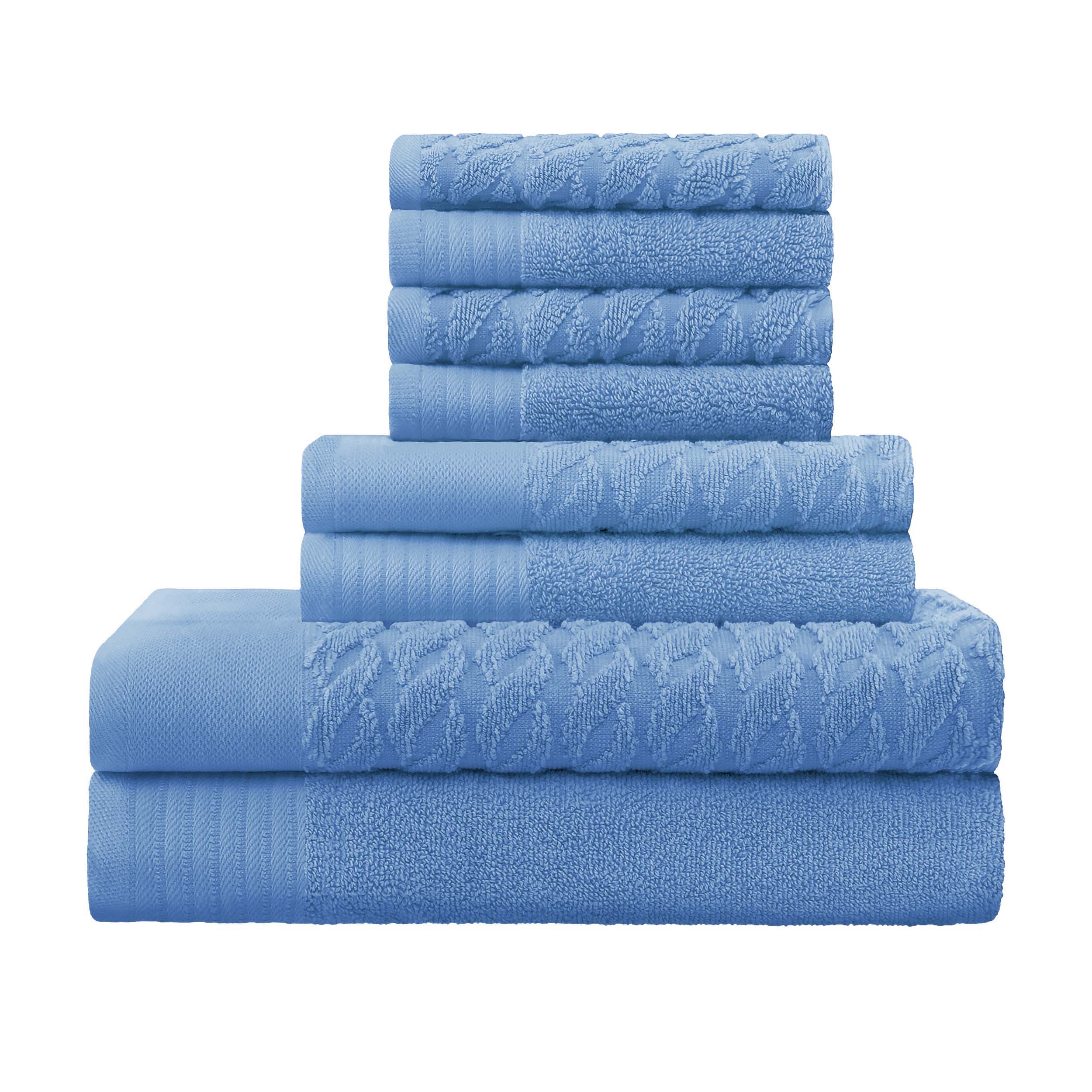 Premium 8-Piece Turkish Cotton Jacquard Herringbone & Solid Bath Towel Set - Ultra Soft & Absorbent for Spa, Bathroom & Luxury Home Use