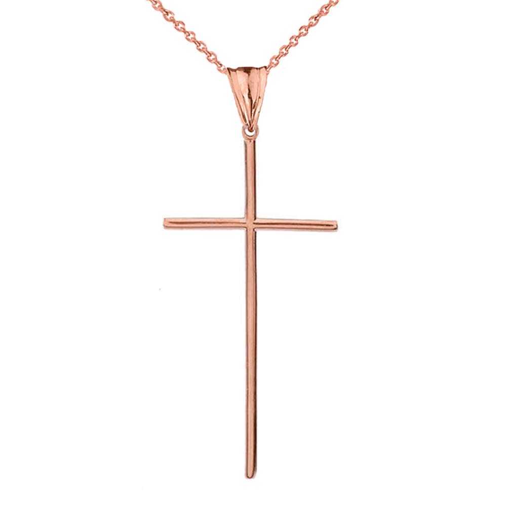 10k Rose Gold Christian Cross Pendant Necklace for Women - Dainty Minimalist Religious Jewelry - Perfect for Baptism, Church, Weddings & Everyday Wear