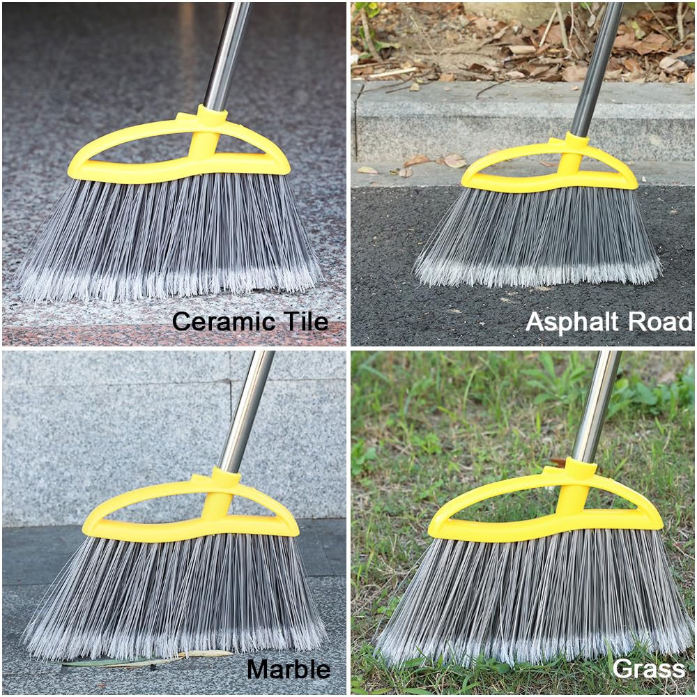 Heavy Duty Outdoor Angle Broom with Long Handle & Stiff Bristles - Commercial Grade Garage, Garden & Industrial Cleaning Broom - Perfect for Driveways, Sidewalks, Warehouses & Outdoor Spaces