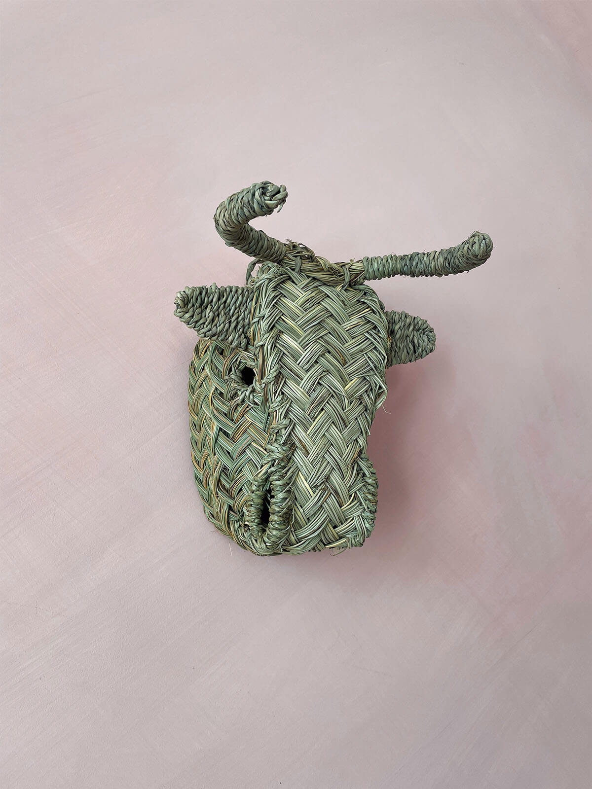 Mini Woven Animal Head Buffalo - Handmade Decorative Wall Hanging for Boho Home Decor, Nursery, Kids Room & Party