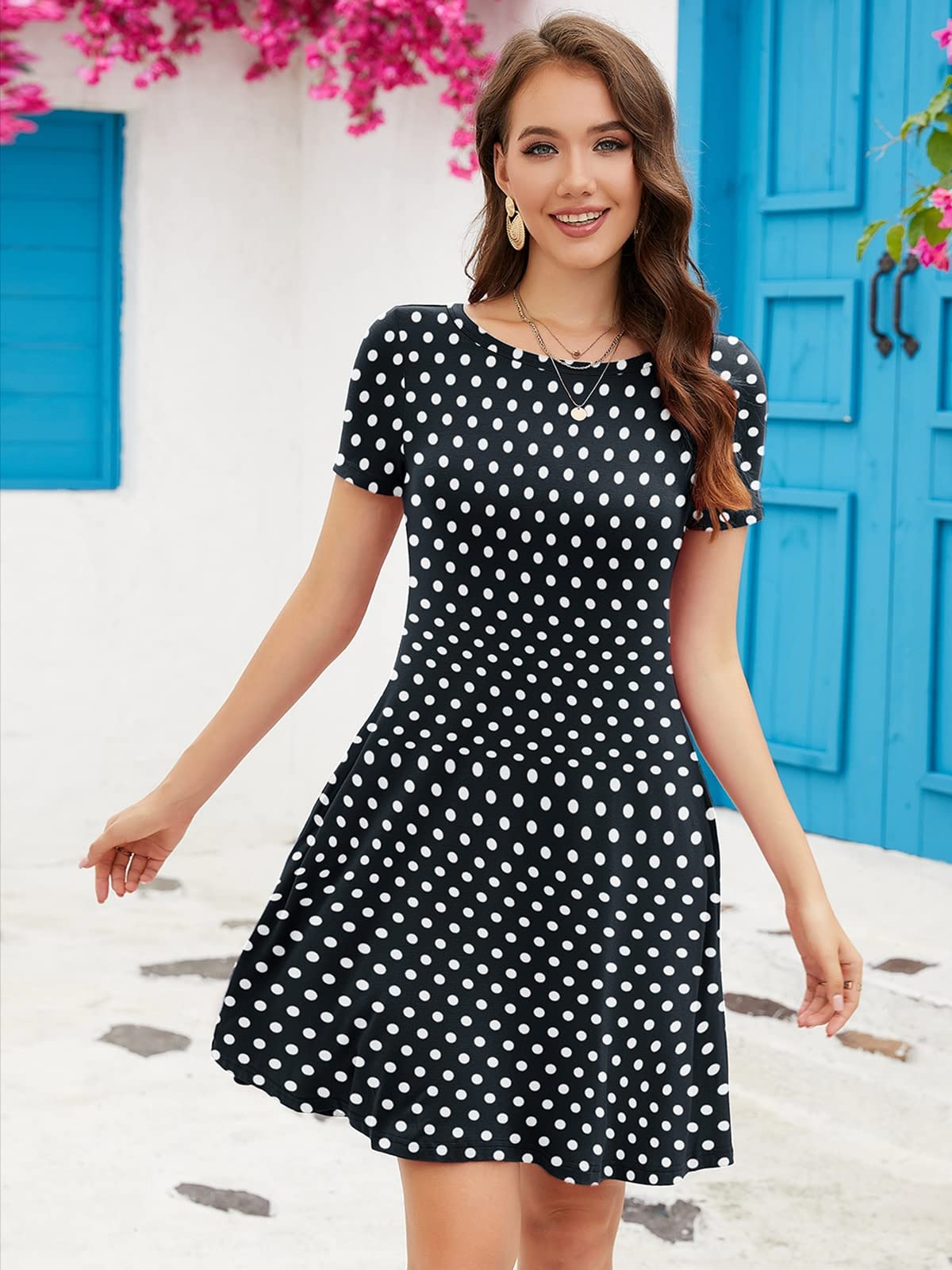 KORSIS Women's Casual Summer T-Shirt Dress - Flowy Swing Beach Sundress with Pockets | Perfect for Vacation, Travel & Outdoor Activities