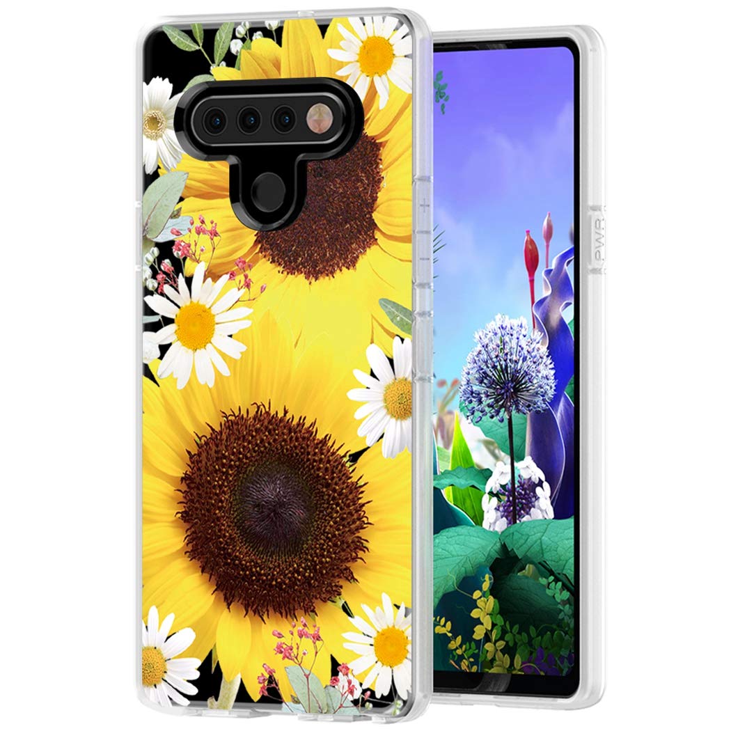 Shockproof Clear TPU Phone Case for LG K51, LG Reflect & LG Q51 - Soft Transparent Protective Cover for Women & Girls (Sunflower Design) - Perfect for Everyday Use, Work & Travel Protection