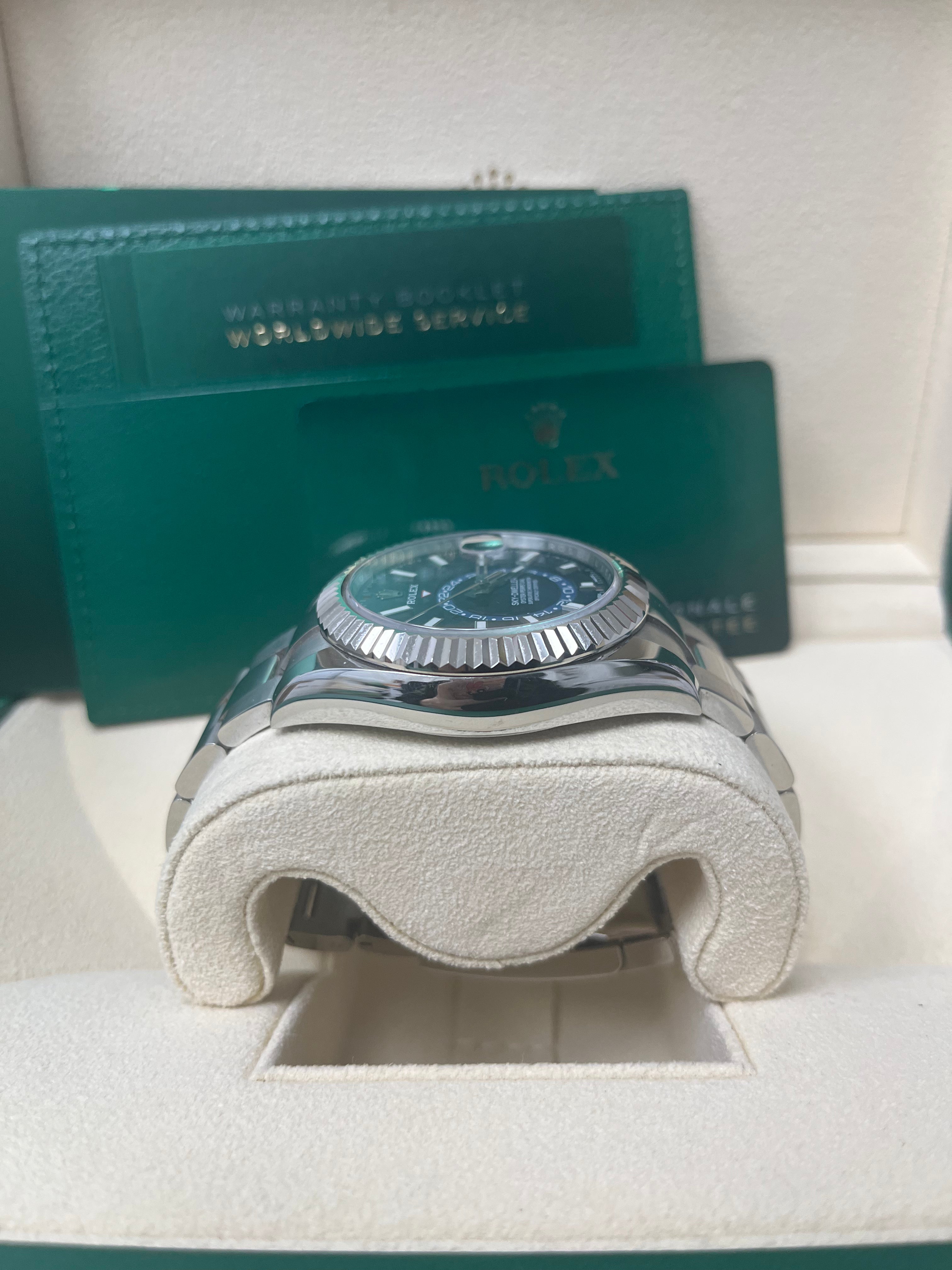 Rolex Sky-Dweller White Rolesor Blue Index Dial Oyster Bracelet Ref 326934 - Luxury Automatic Watch for Travel & Business Professionals