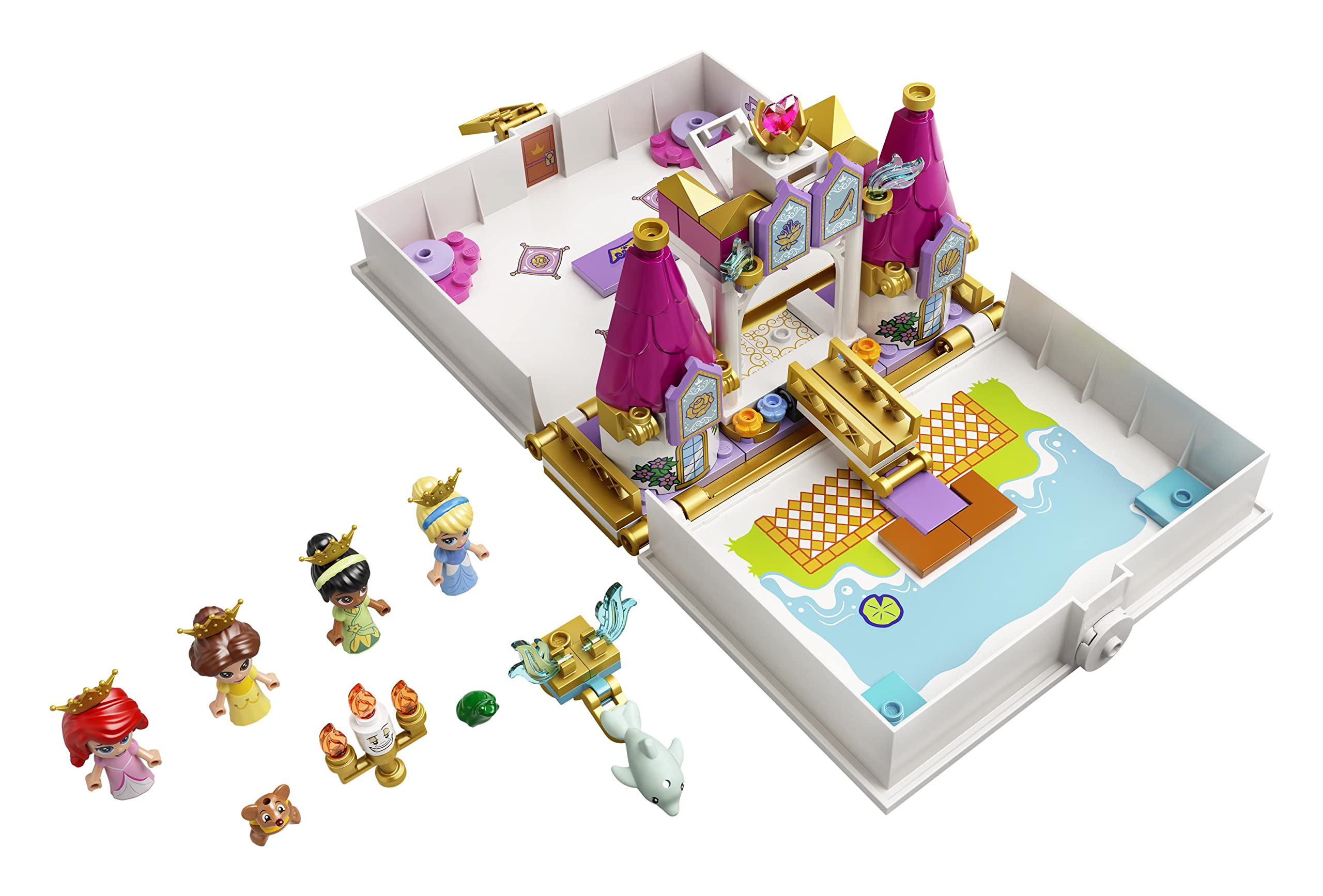 LEGO 43193 Disney Princess Storybook Adventures Building Kit with Ariel, Belle, Cinderella & Tiana - Creative Play Set for Kids Birthday Gifts & Disney Collectors