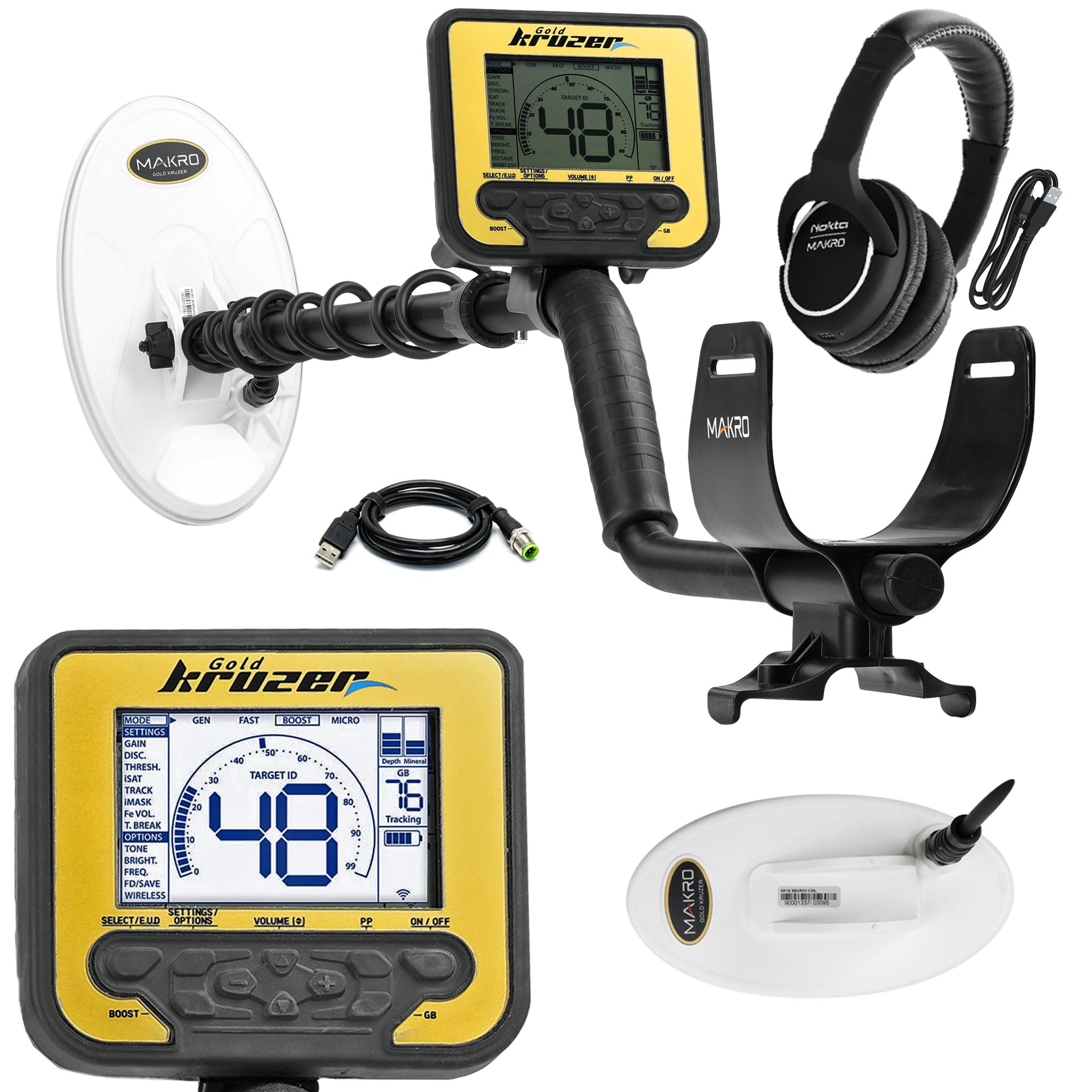 Nokta Gold Kruzer Metal Detector with 2 DD Search Coils & Wireless Headphones - Professional Gold Prospecting, Treasure Hunting & Beach Metal Detecting