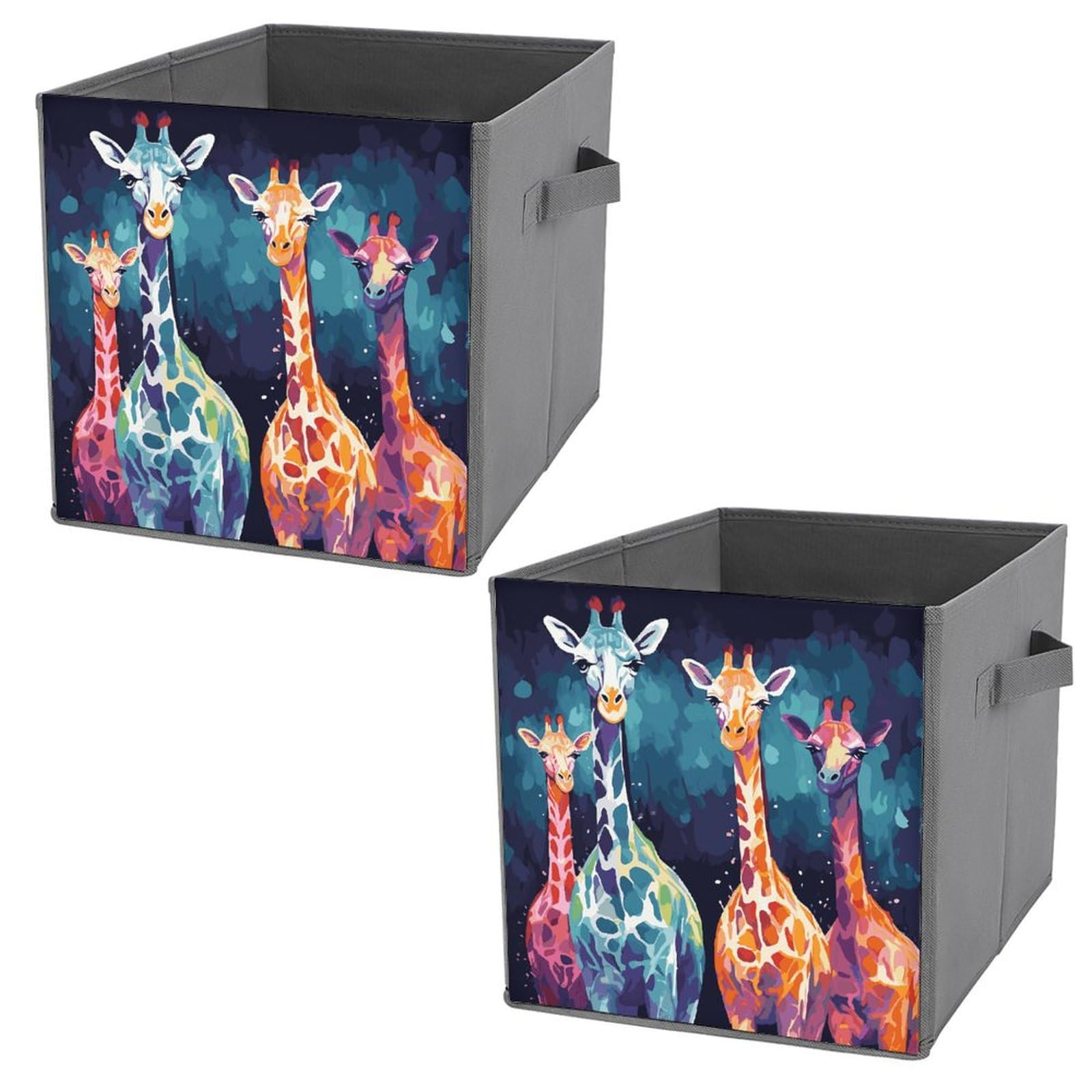 Colorful Giraffe Print Storage Baskets - 2 Pack Decorative Storage Bins for Home Organization | Perfect for Kids Room, Nursery, Laundry & Closet Storage