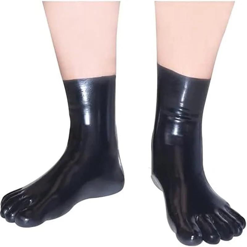 Black Latex Toe Socks - Fetish Cosplay Party Socks for Adults - Perfect for Costume Parties, Roleplay & BDSM Fashion