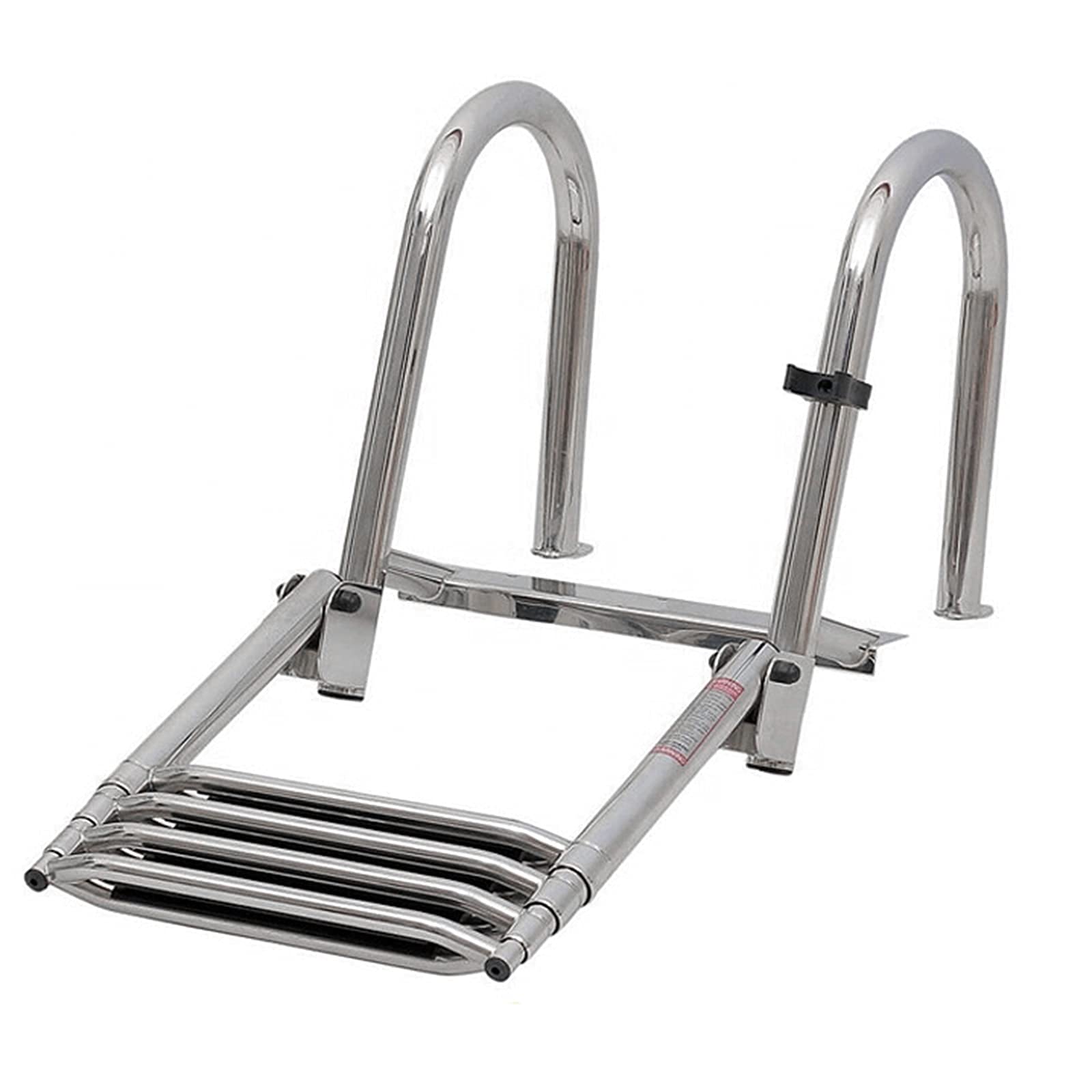 4 Step Folding Boat Ladder with Handles - Heavy Duty Stainless Steel Telescopic Marine Boarding Ladder for Boats, Kayaks & Yachts - Removable Drop Ladder for Elderly & Easy Water Access - Perfect for Fishing, Swimming & Docking