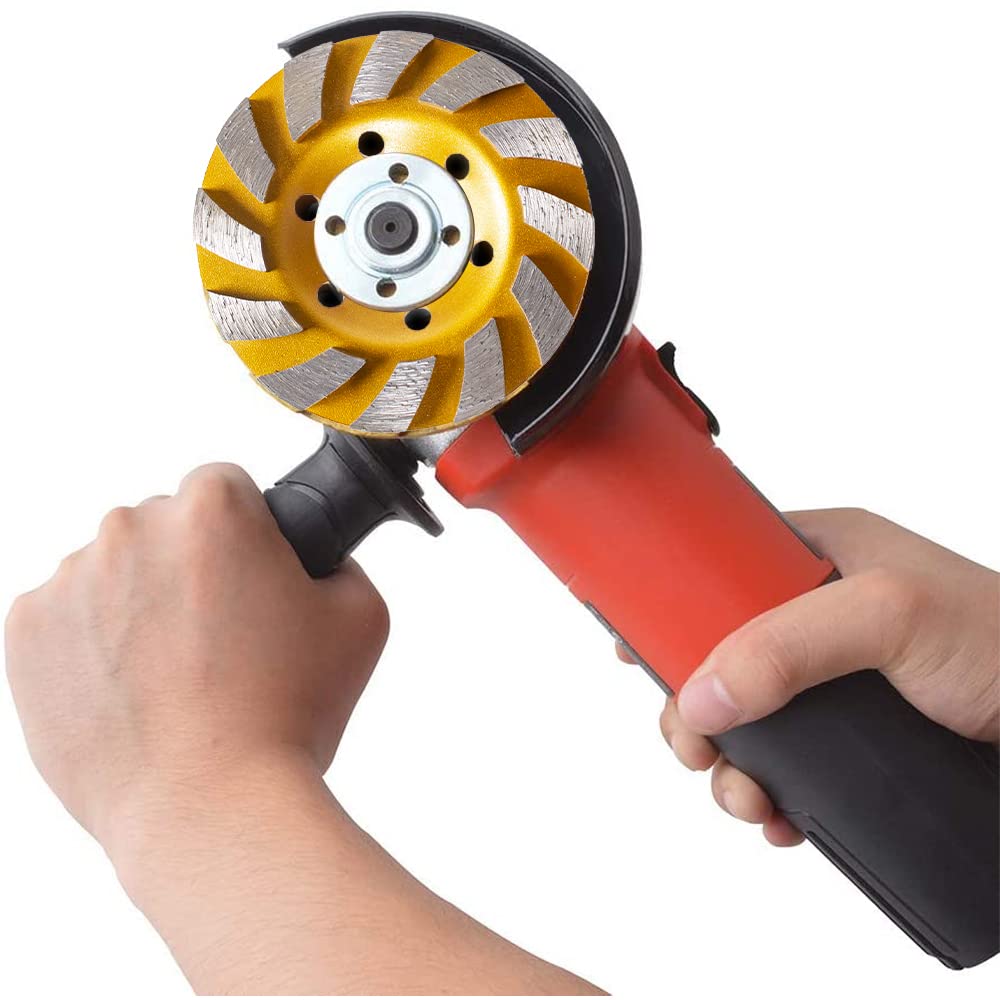 2 Pcs Turbo Diamond Grinding Cup Wheel for Concrete, Granite, Marble - Heavy Duty Turbo Cup Disc Grinder for Sanding Concrete Walls, Floors & Masonry - Perfect for Construction, Renovation & DIY Projects