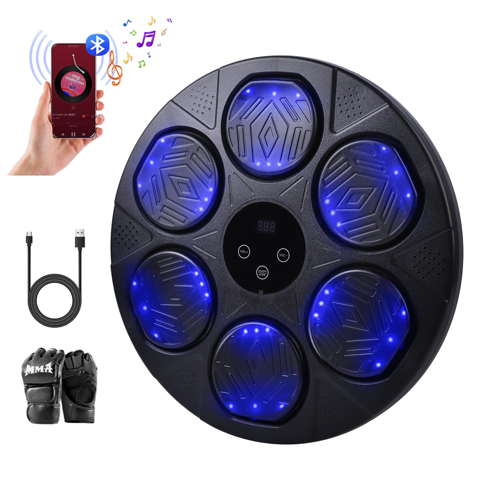 2025 Smart Bluetooth Punching Bag for Adults & Kids - Music Boxing Machine with Gloves, Wall Mount Training Equipment for Home, Office & Gym (Upgrade) | Perfect for Stress Relief, Fitness & Boxing Practice