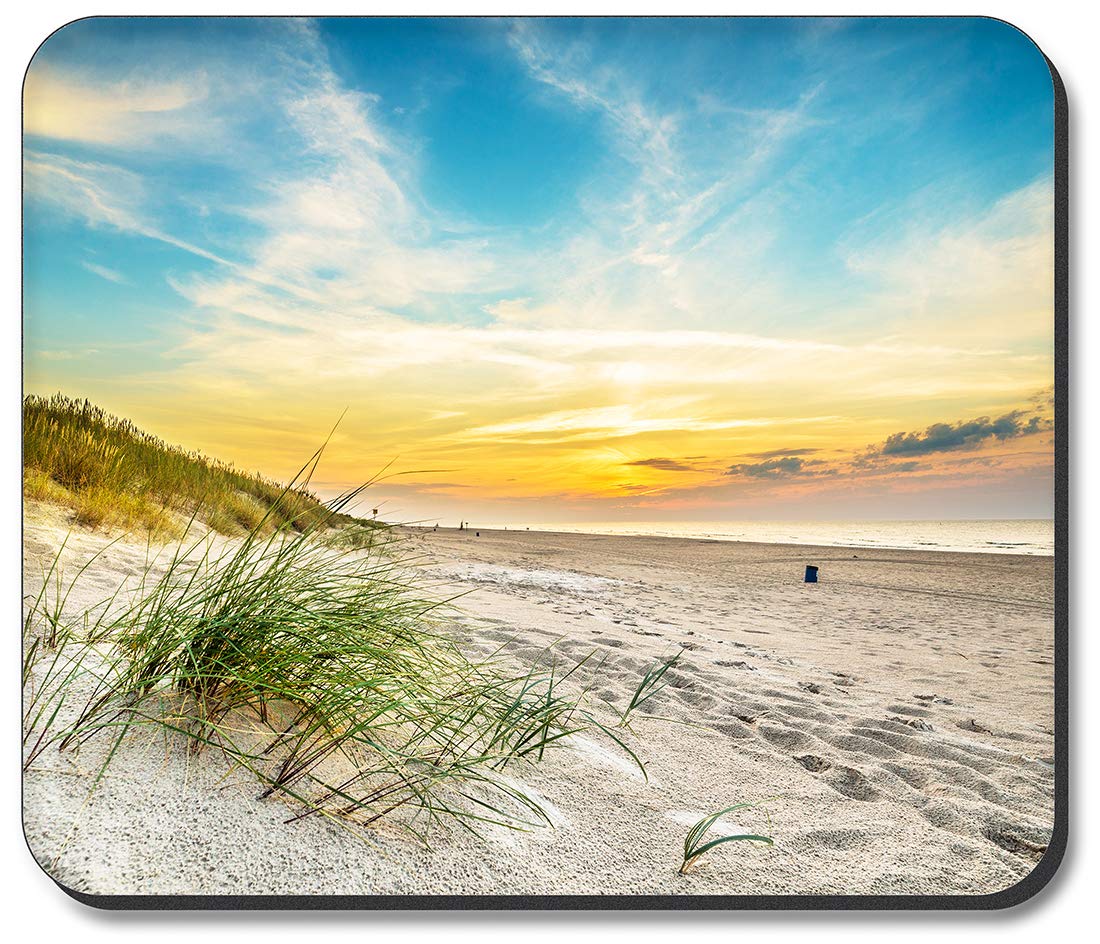 Art Plates Mouse Pad - Grass & Beach Sand Design | Non-Slip Gaming & Office Desk Mat | Perfect for Work, Gaming & Home Decor