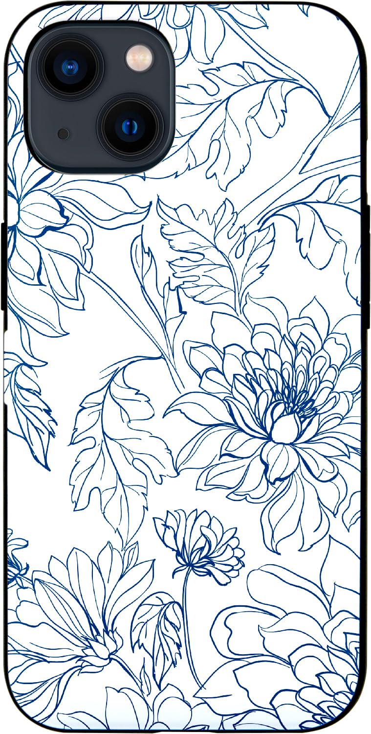 Qoosan Slim Protective iPhone 15 Case (6.1 inch) with Built-in Card Holder, Wallet & Kickstand - Floral Line Design - Perfect for Everyday Use, Travel & Hands-Free Viewing