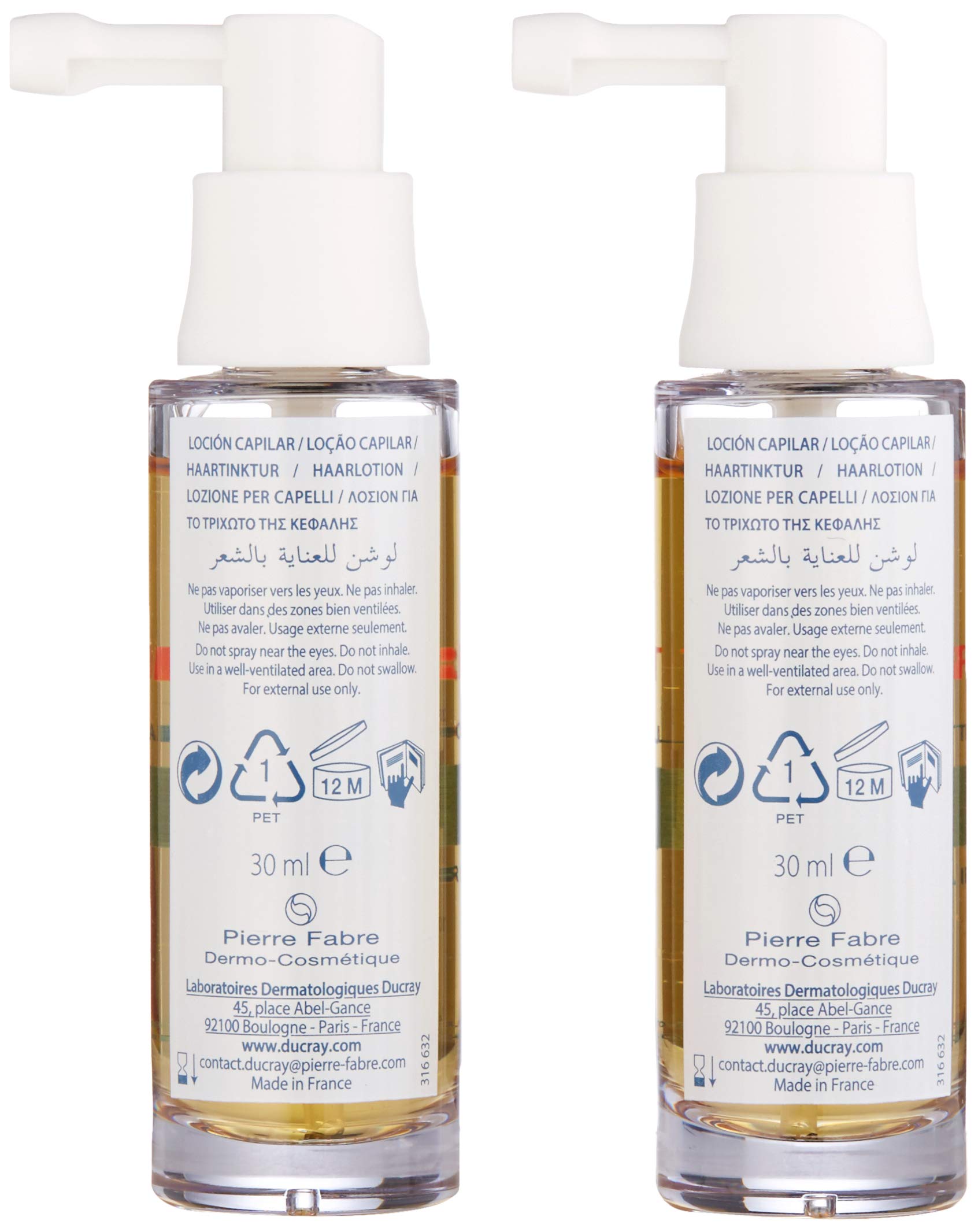 Ducray Creastim Hair Lotion Spray for Men & Women - Strengthening Treatment for Sudden & Reactional Thinning Hair - 2 x 1 oz Bottles - Promotes Hair Growth & Reduces Hair Loss for Healthier Looking Hair